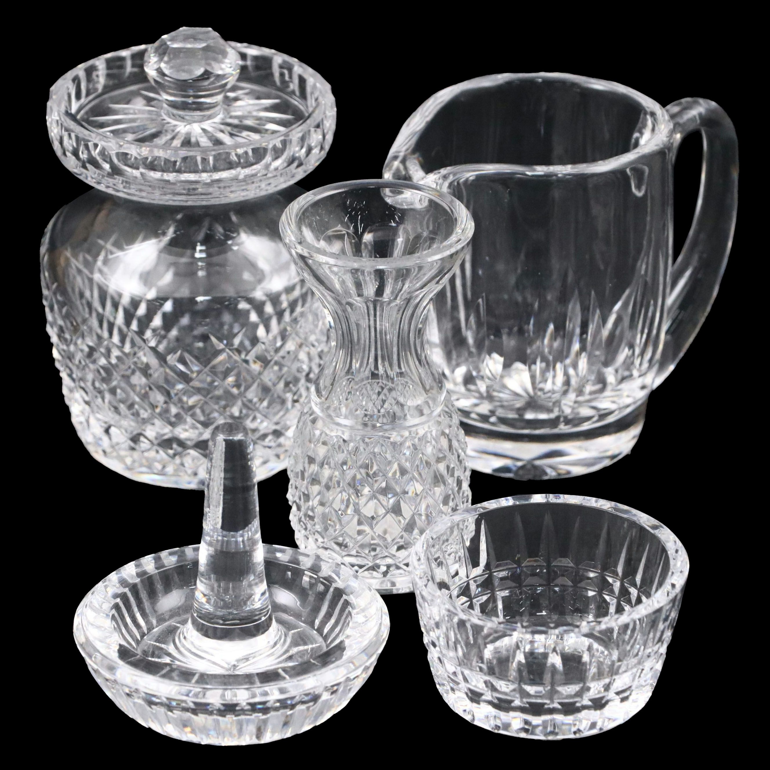 Waterford Crystal Creamer and Vase with Other Crystal Table Accessories