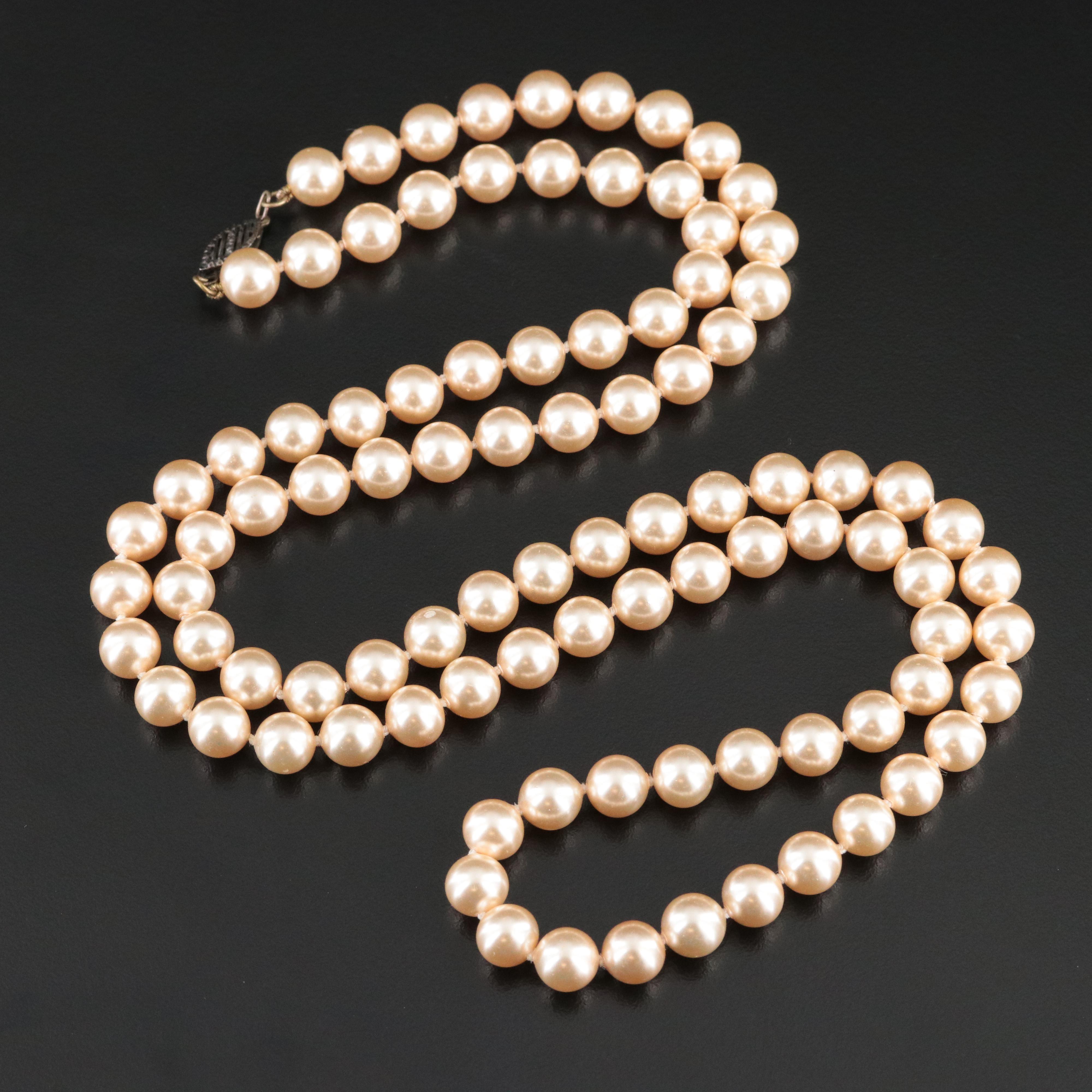 Faux Pearl Necklace with Sterling Clasp
