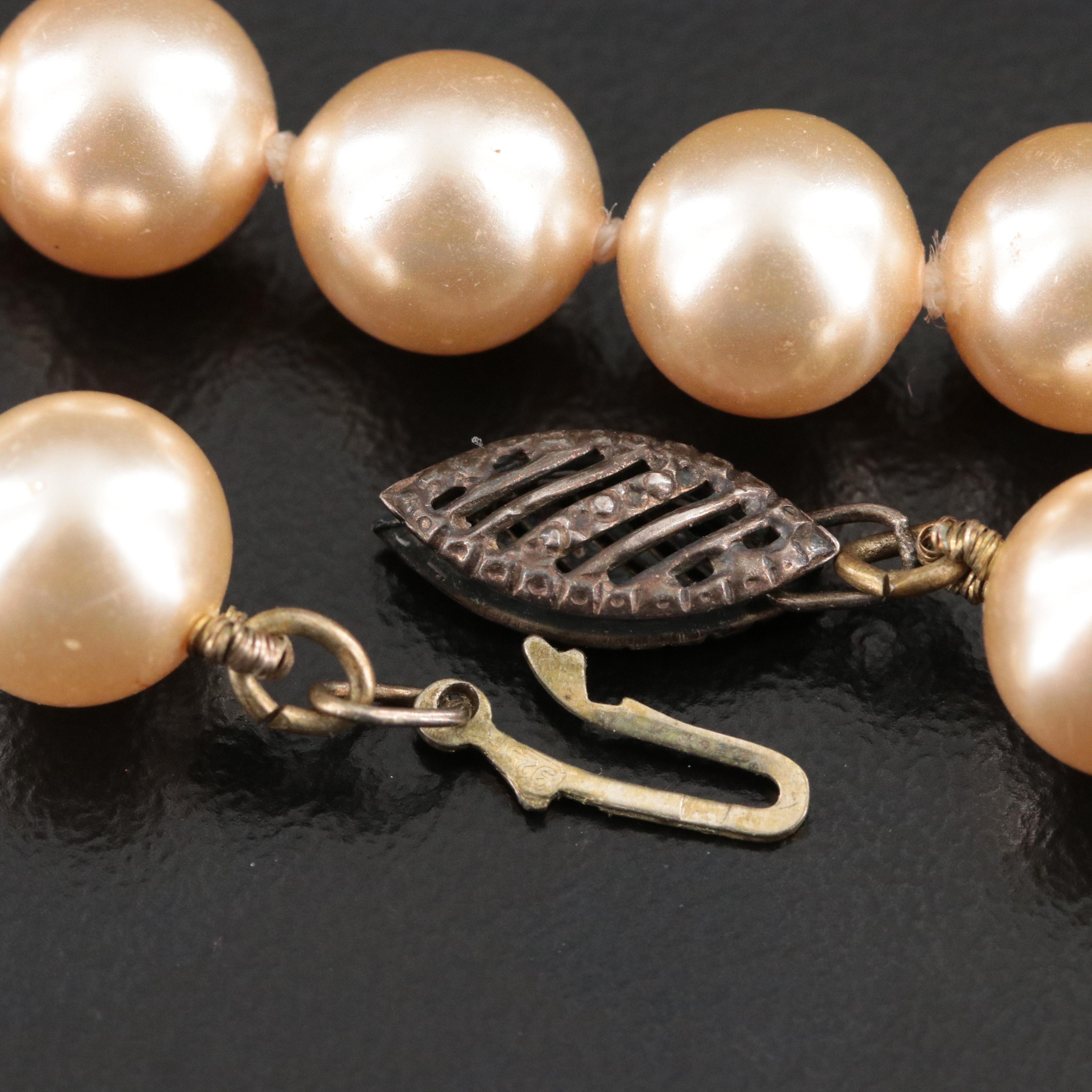 Faux Pearl Necklace with Sterling Clasp