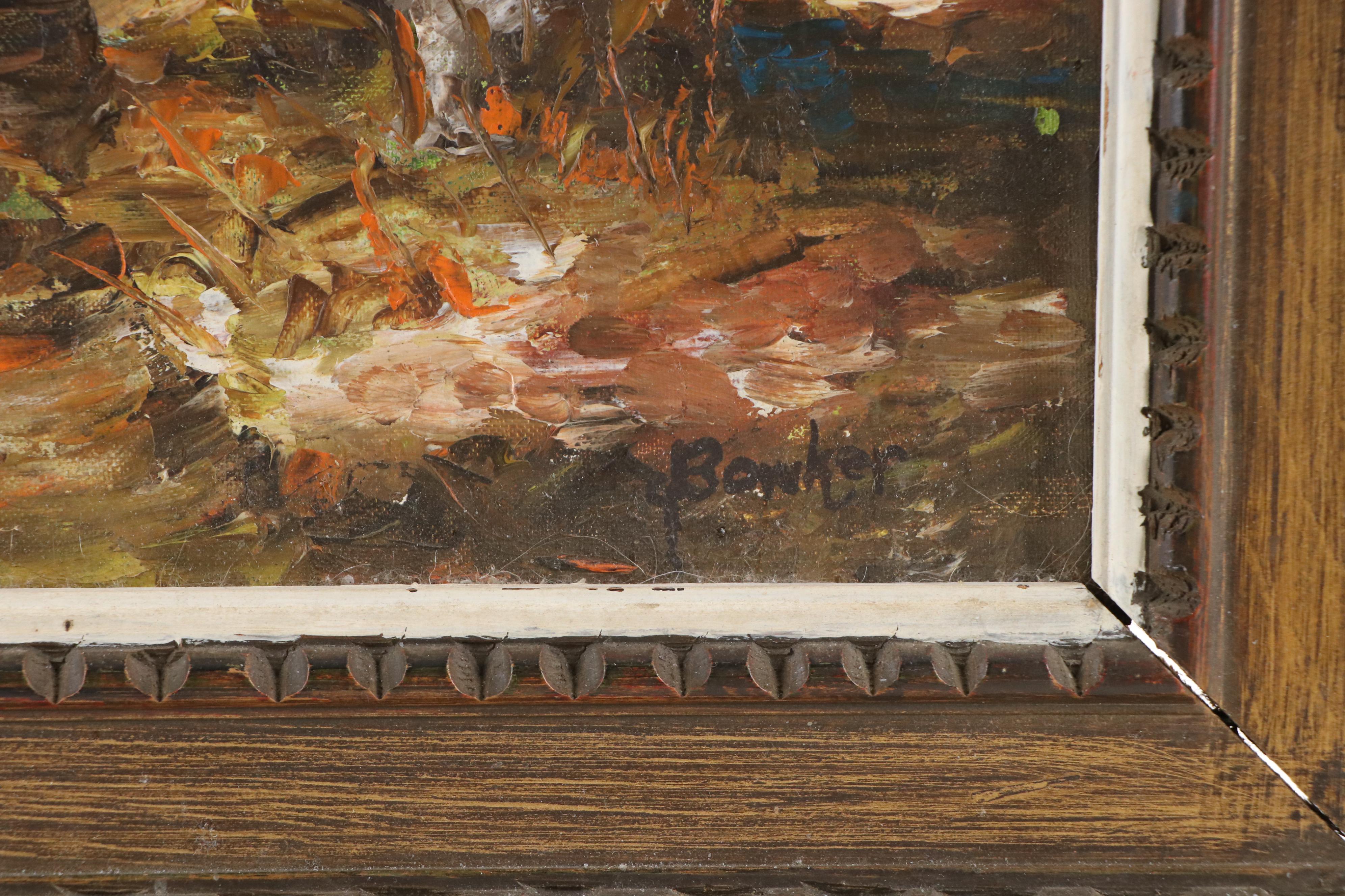 Jackie Bowker Impressionistic Impasto Oil Painting of Cottage in Autumn