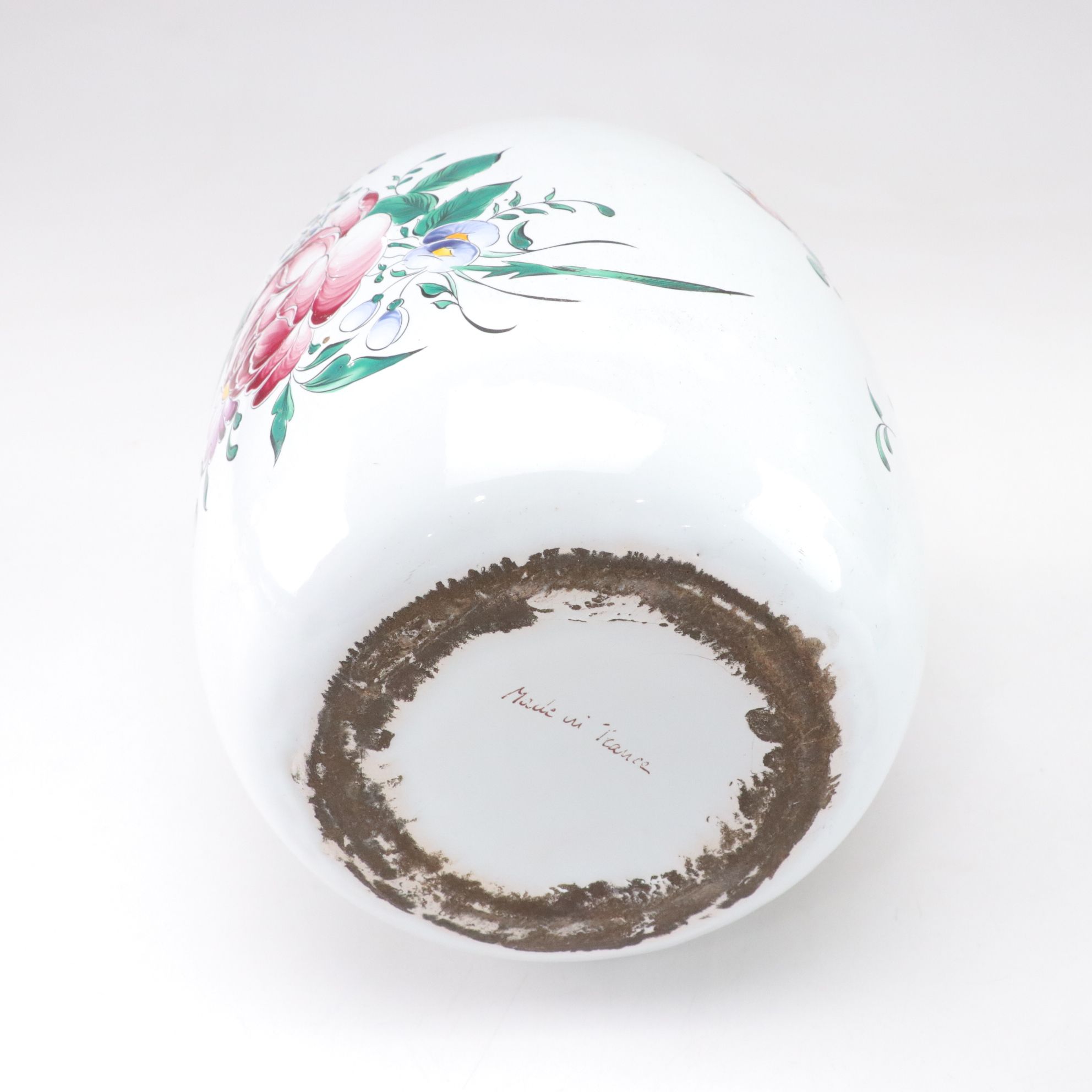 Two French Faience Ceramic Lidded Jars, Mid to Late 20th Century