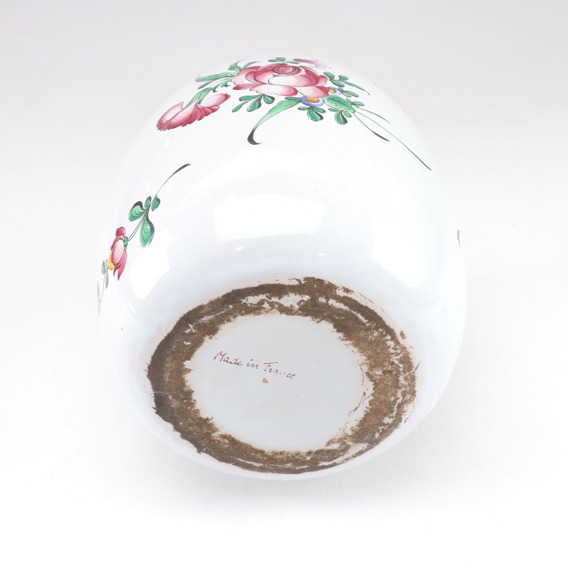 Two French Faience Ceramic Lidded Jars, Mid to Late 20th Century