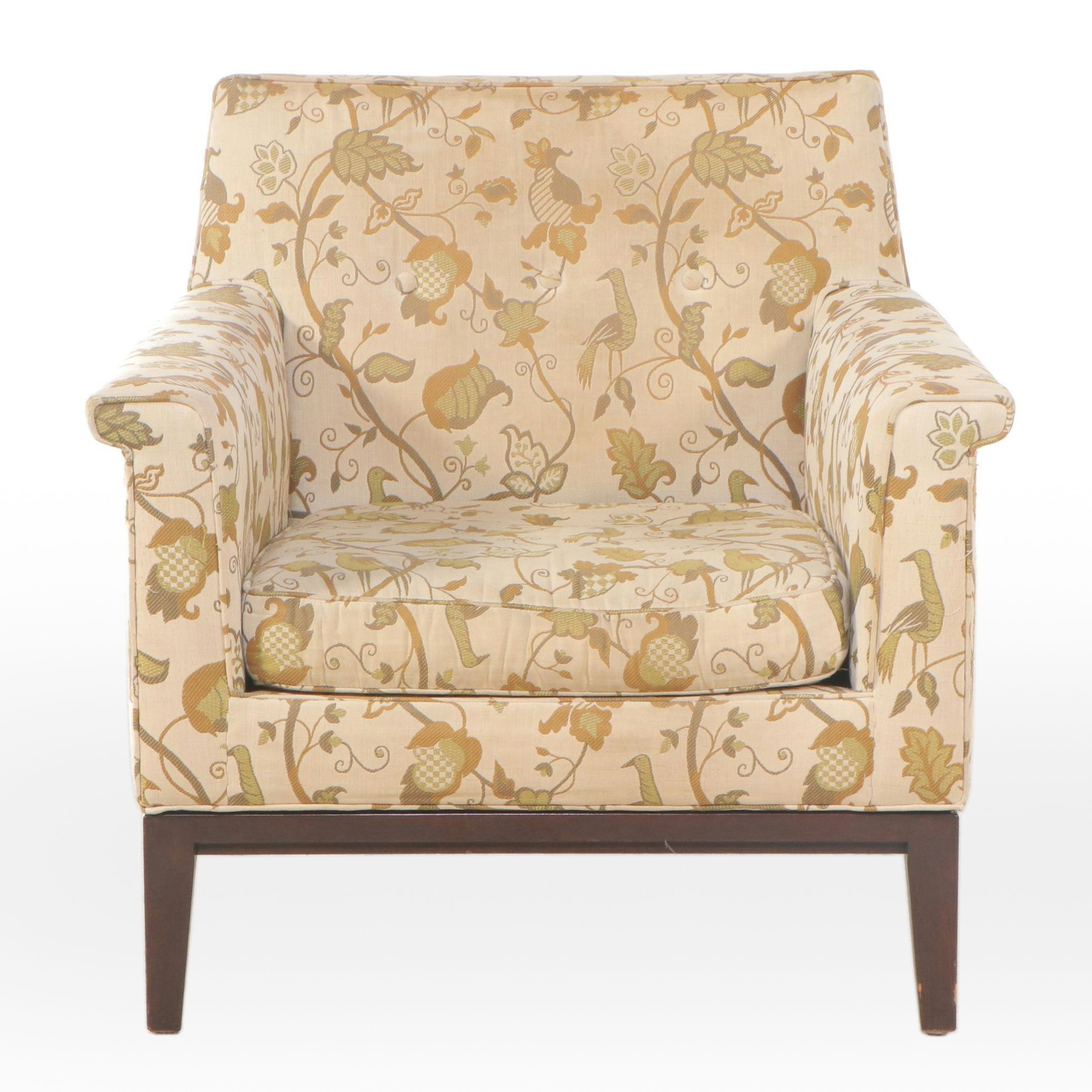 Edward Wormley for Dunbar Mid Century Modern Floral Upholstered Club Chair