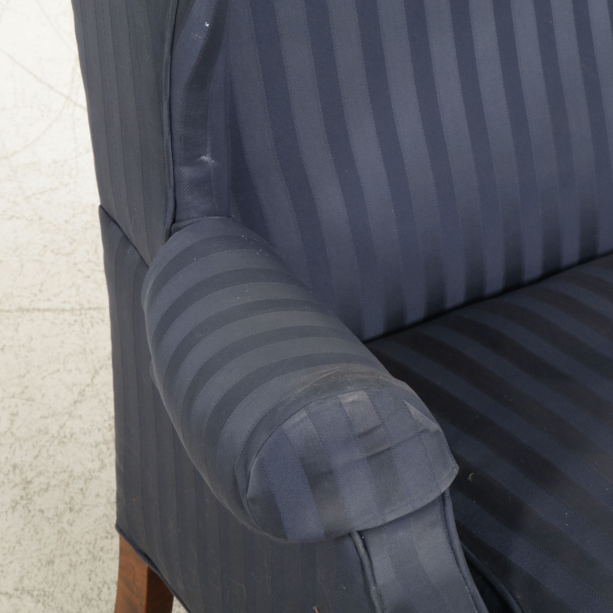 Chippendale Style Wing Back Upholstered Armchair, Late 20th Century