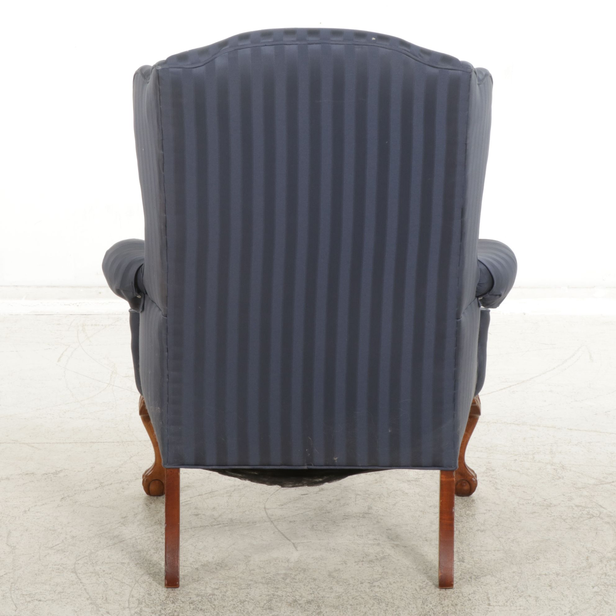 Chippendale Style Wing Back Upholstered Armchair, Late 20th Century