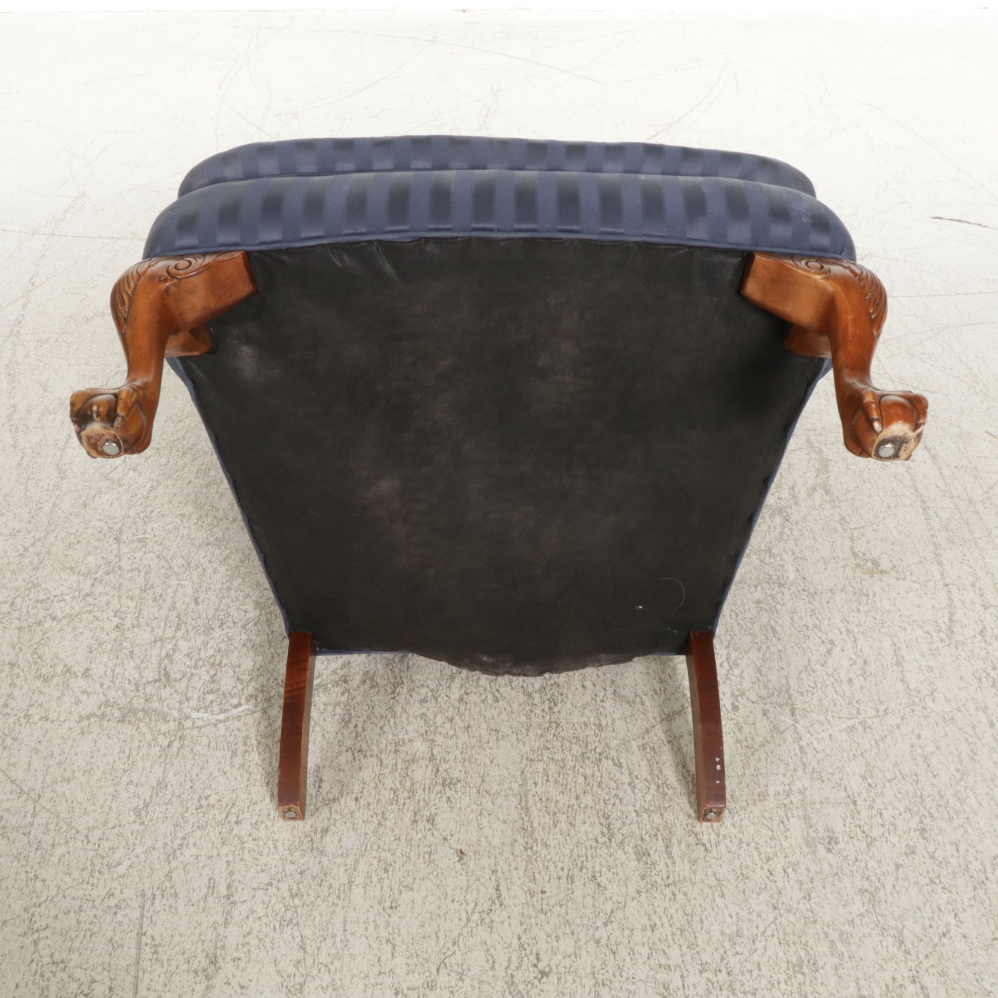 Chippendale Style Wing Back Upholstered Armchair, Late 20th Century