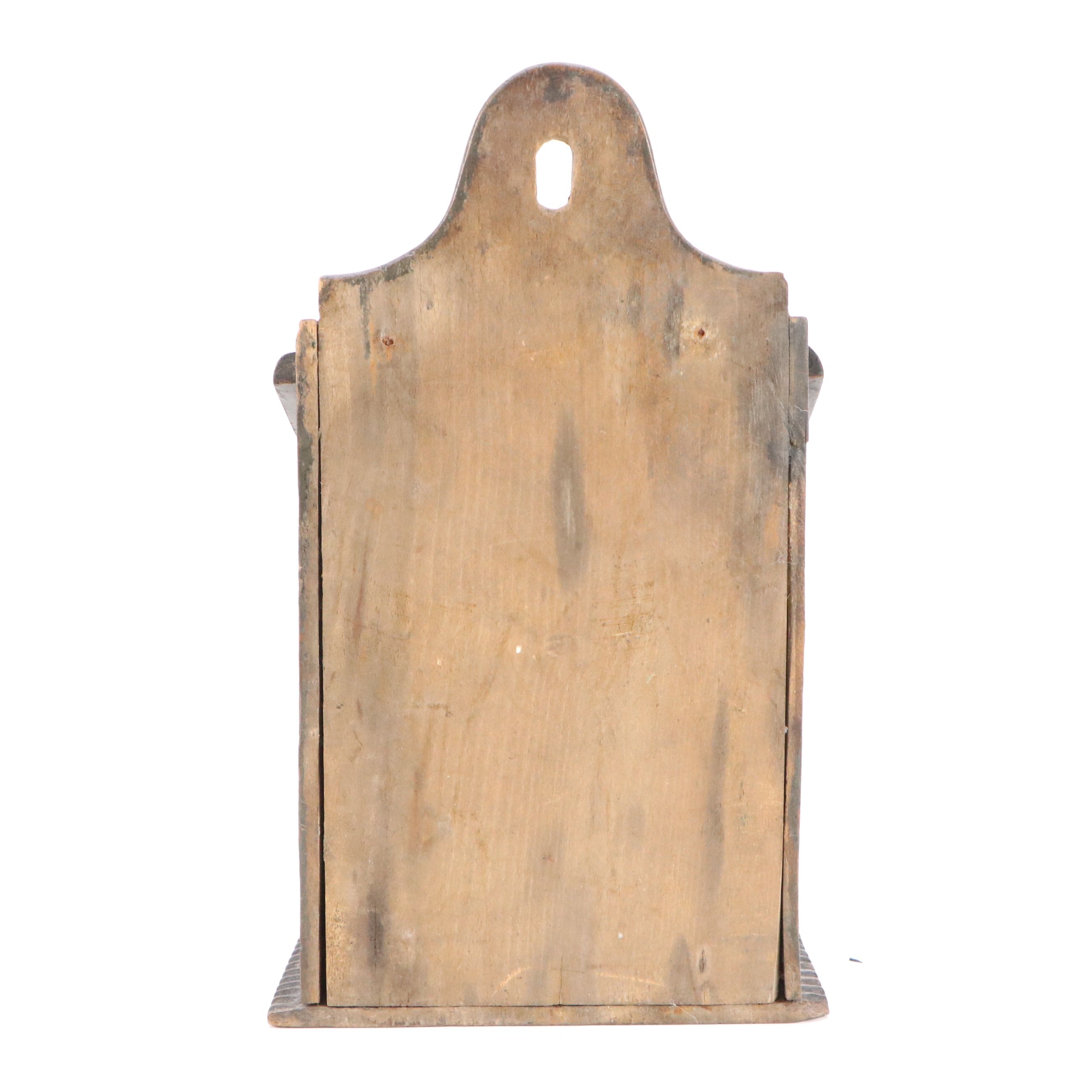 Folk Art Carved Wood Salt Box