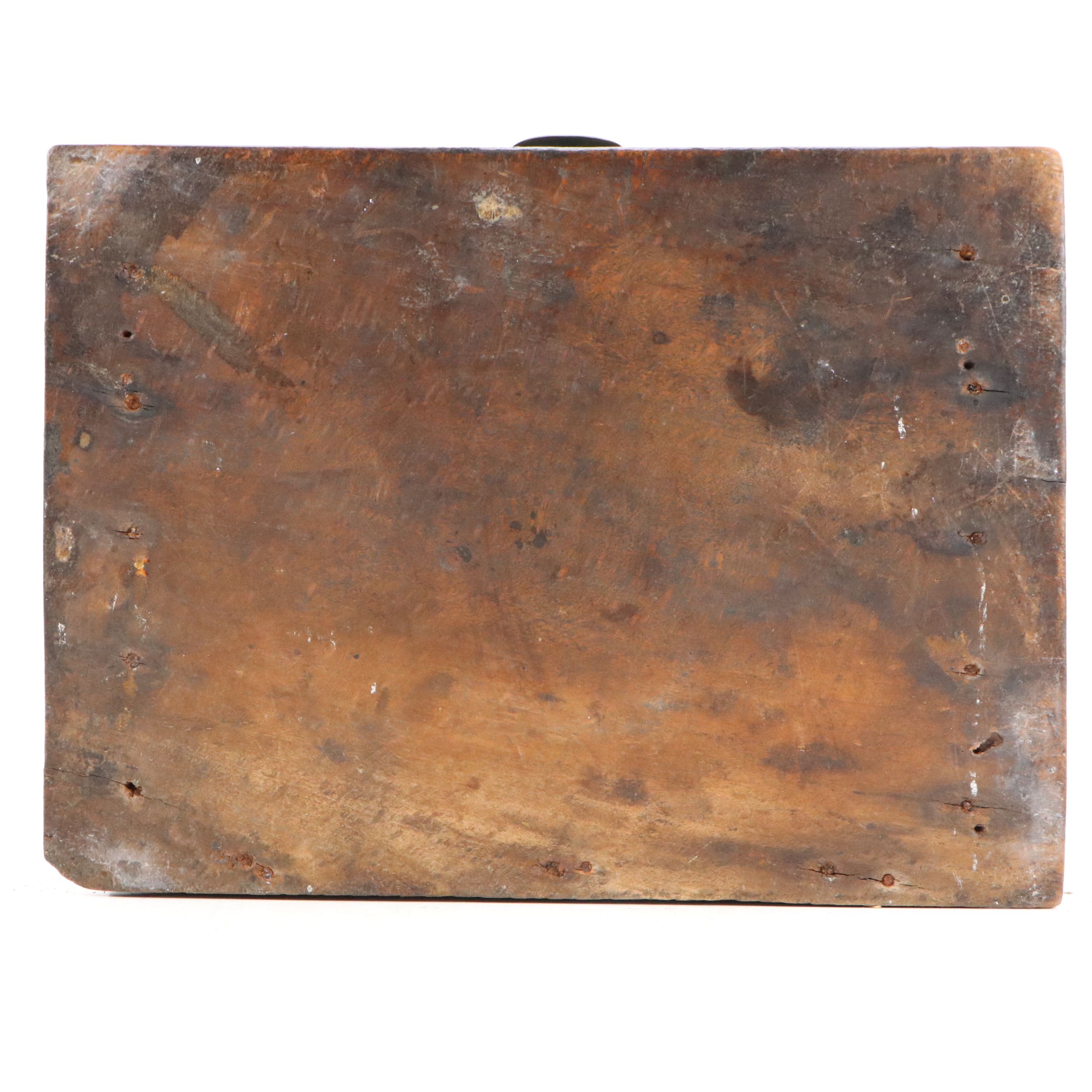 Folk Art Carved Wood Salt Box