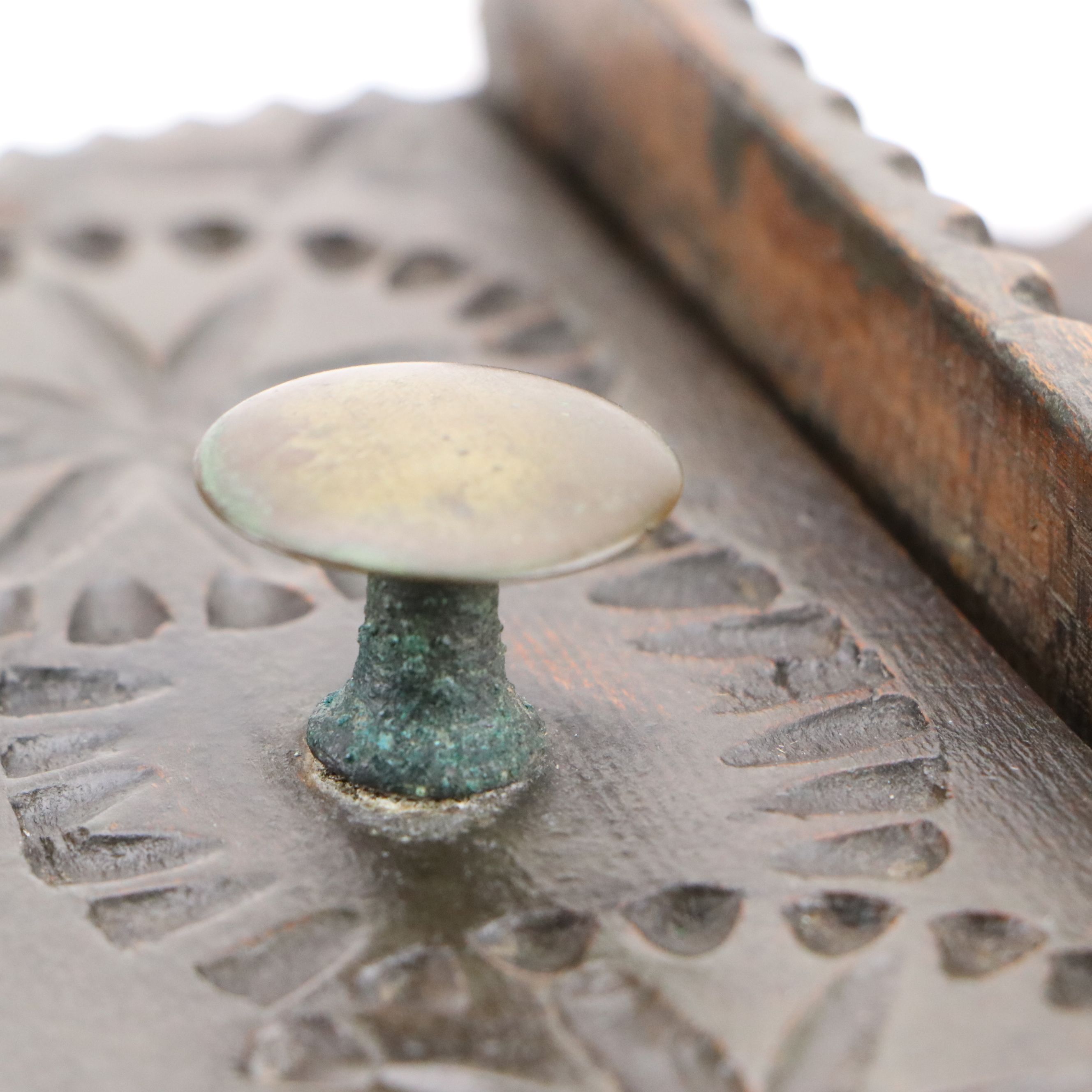 Folk Art Carved Wood Salt Box