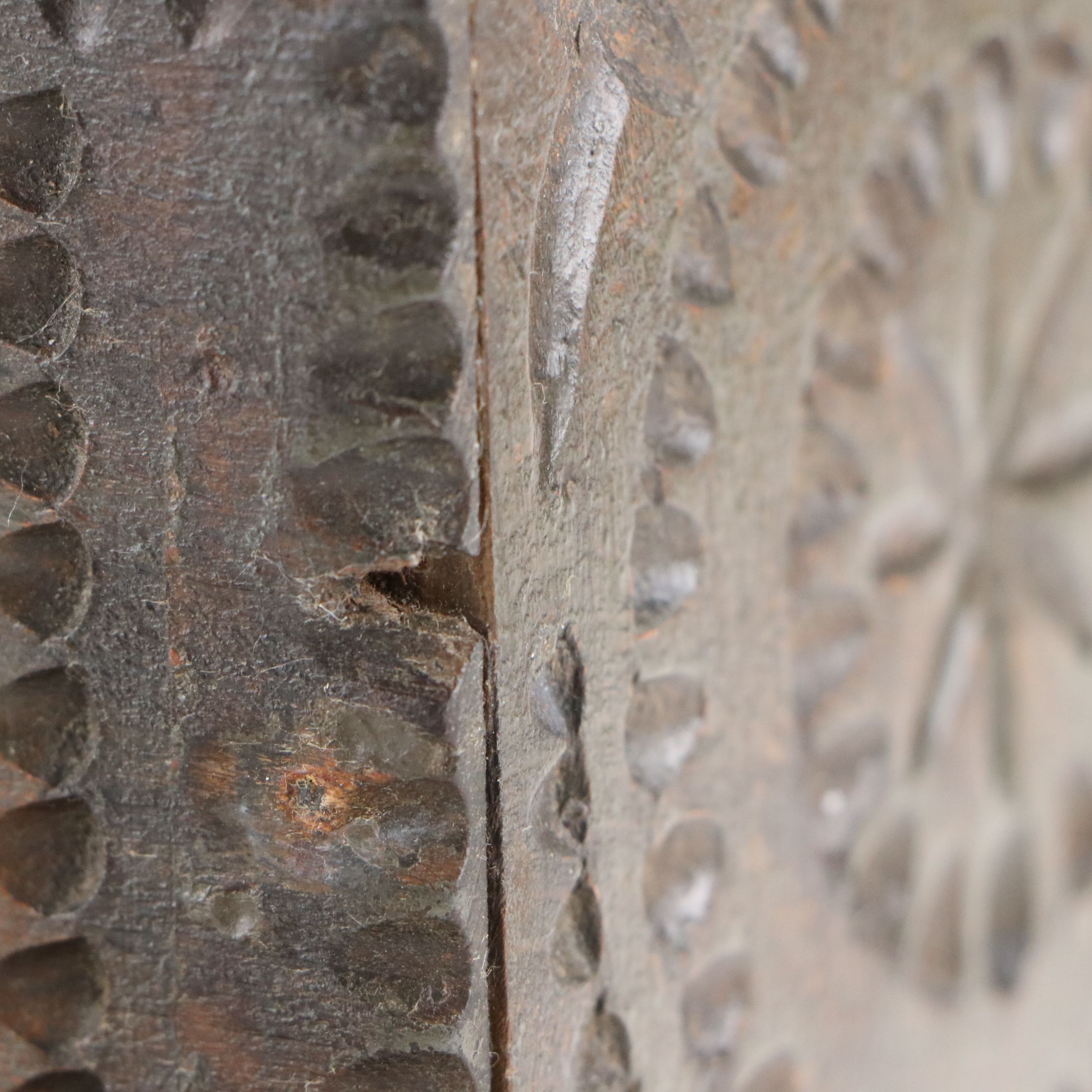 Folk Art Carved Wood Salt Box