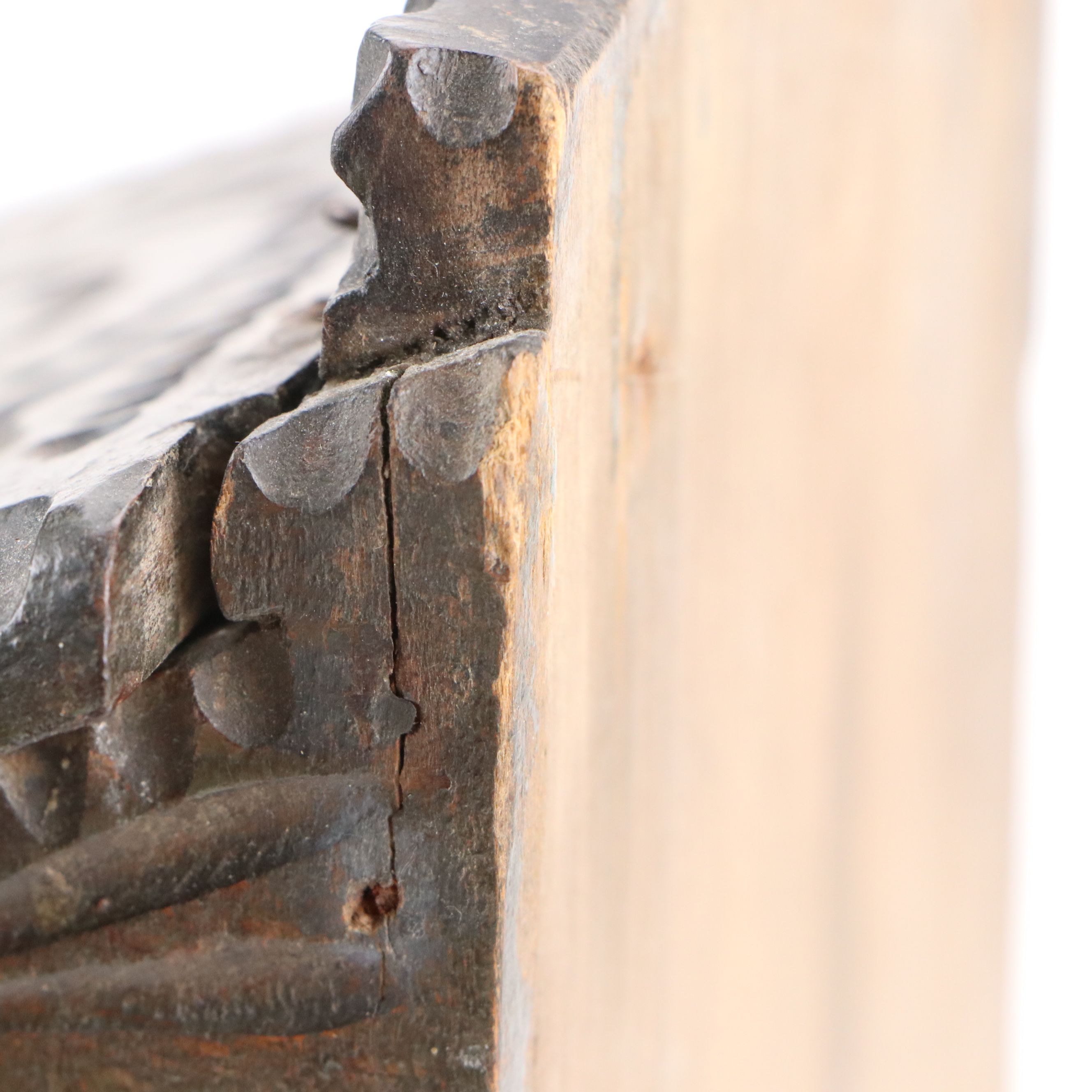 Folk Art Carved Wood Salt Box