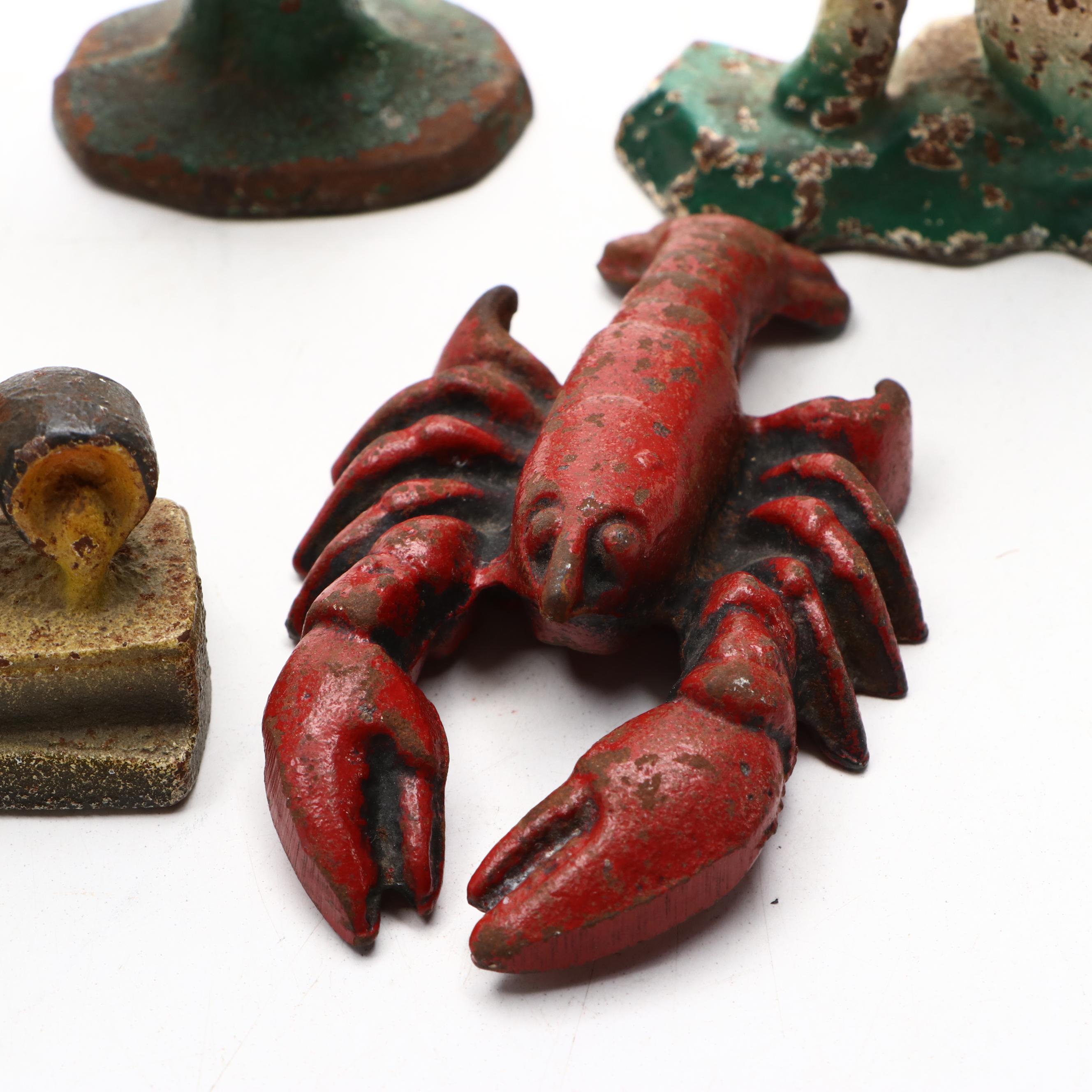 Painted Cast Iron Blacksmith Figural Bottle Openers, Mid-20th Century