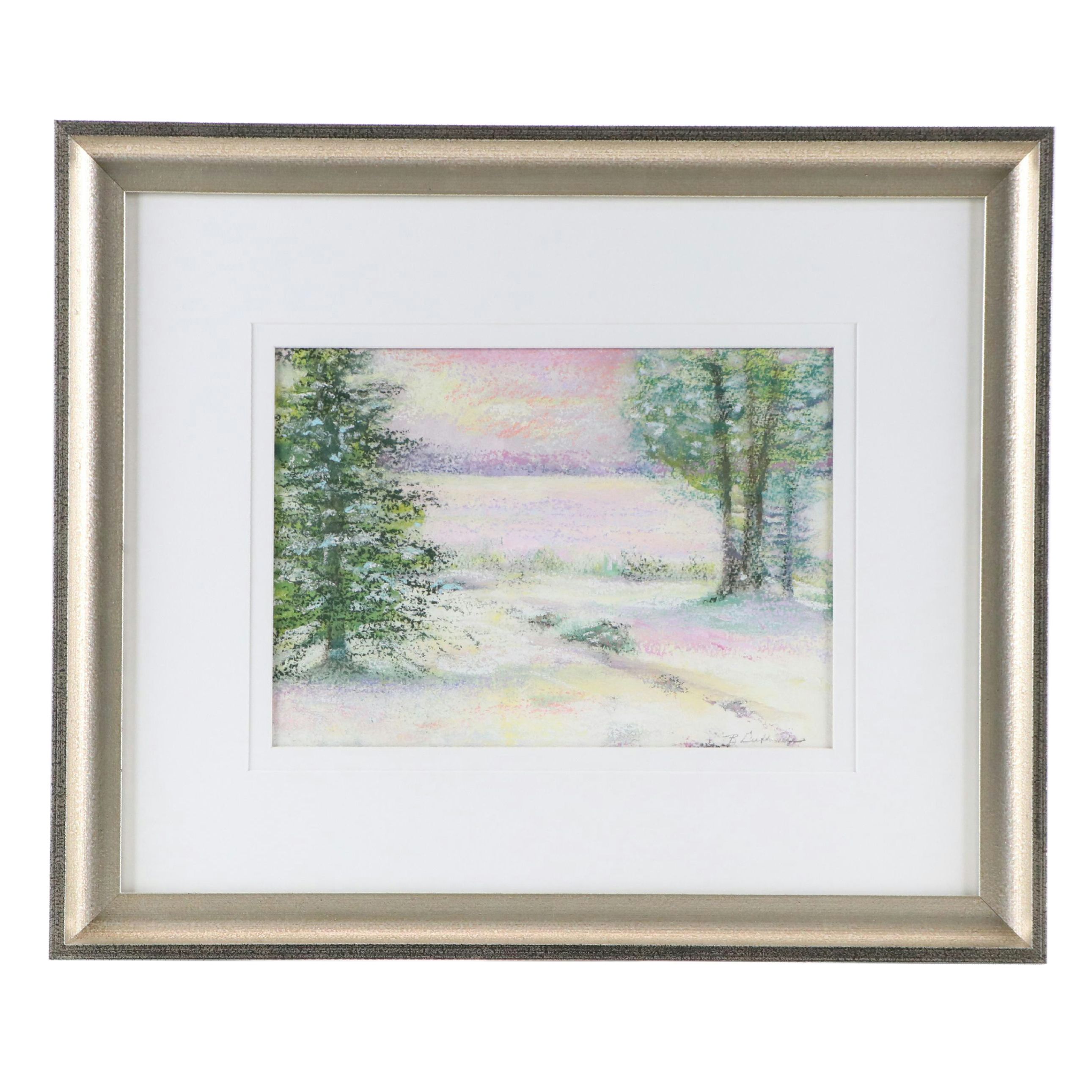 Watercolor Painting of Impressionistic Landscape, Late 20th - Early 21st Century