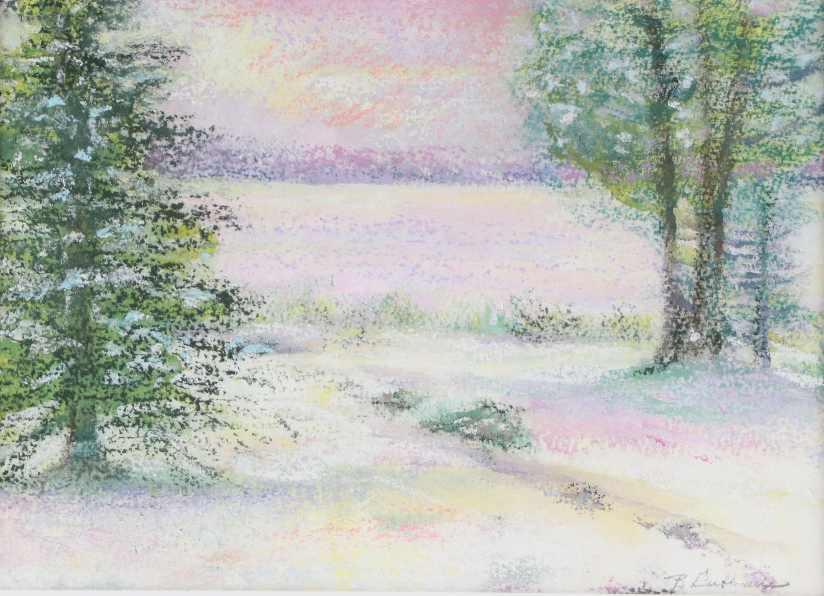 Watercolor Painting of Impressionistic Landscape, Late 20th - Early 21st Century