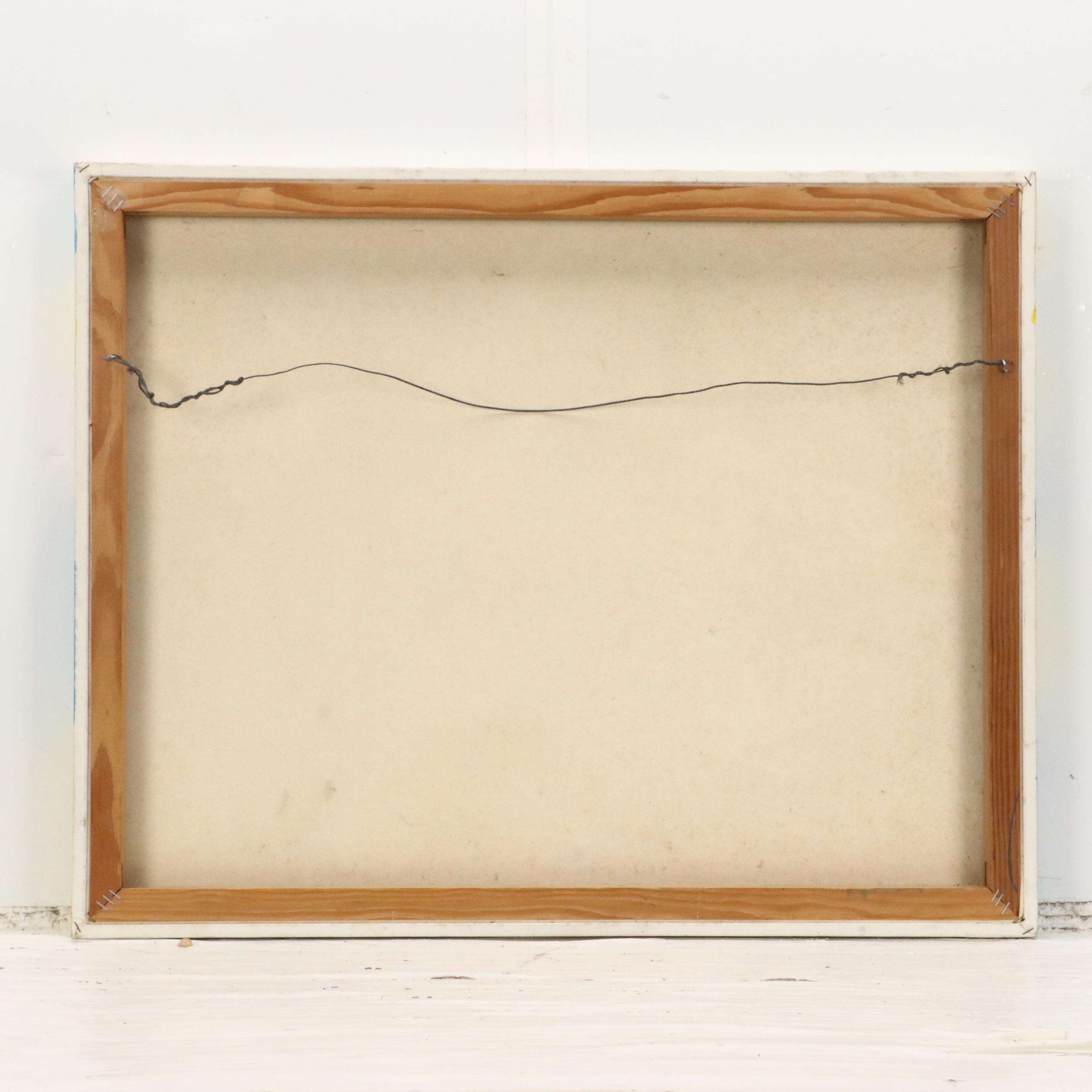 Roberto Weil Stylized Acrylic Painting of Crowded Figures, 1998