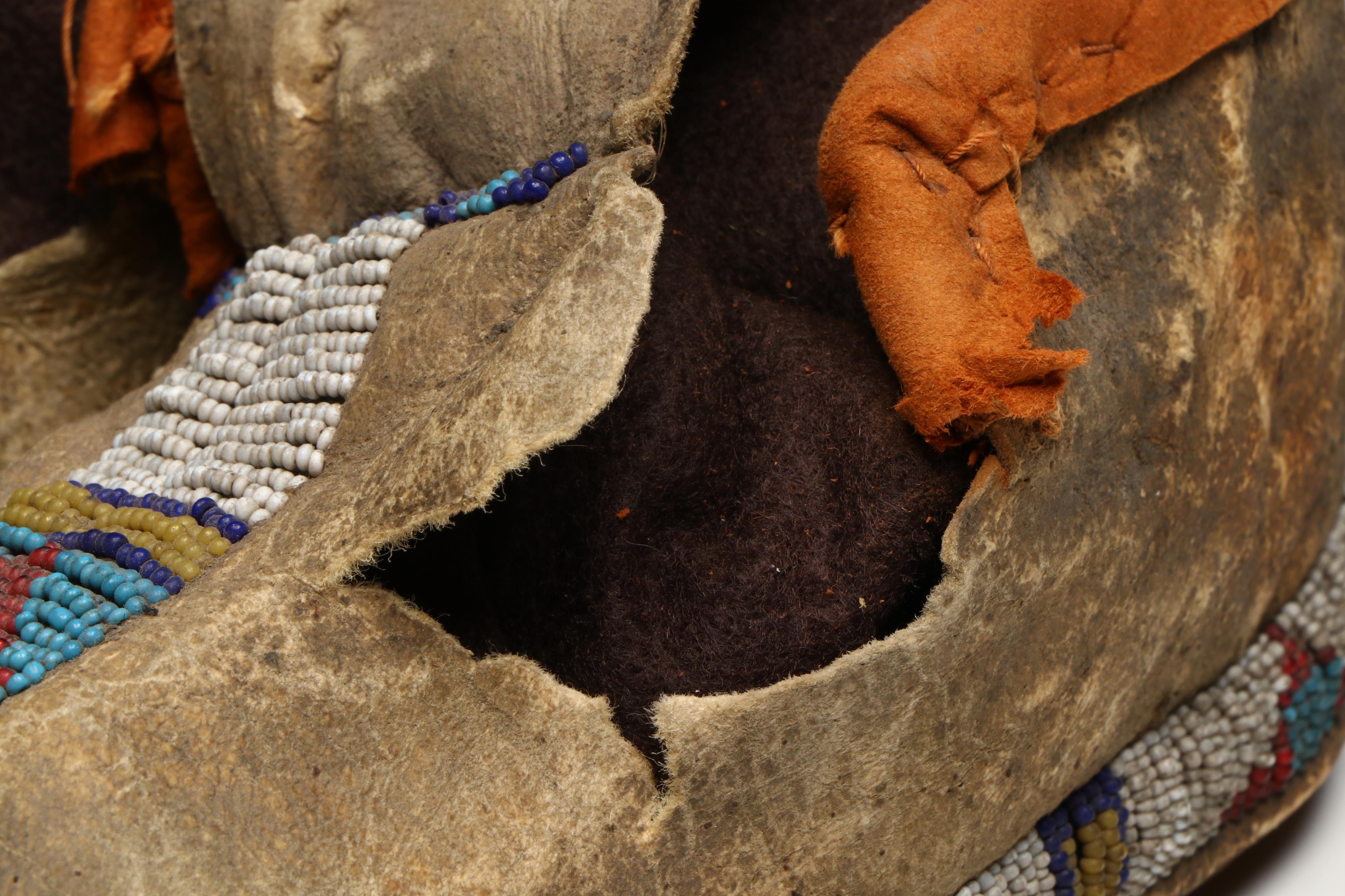 Pair of Plains Beaded Hide Moccasins