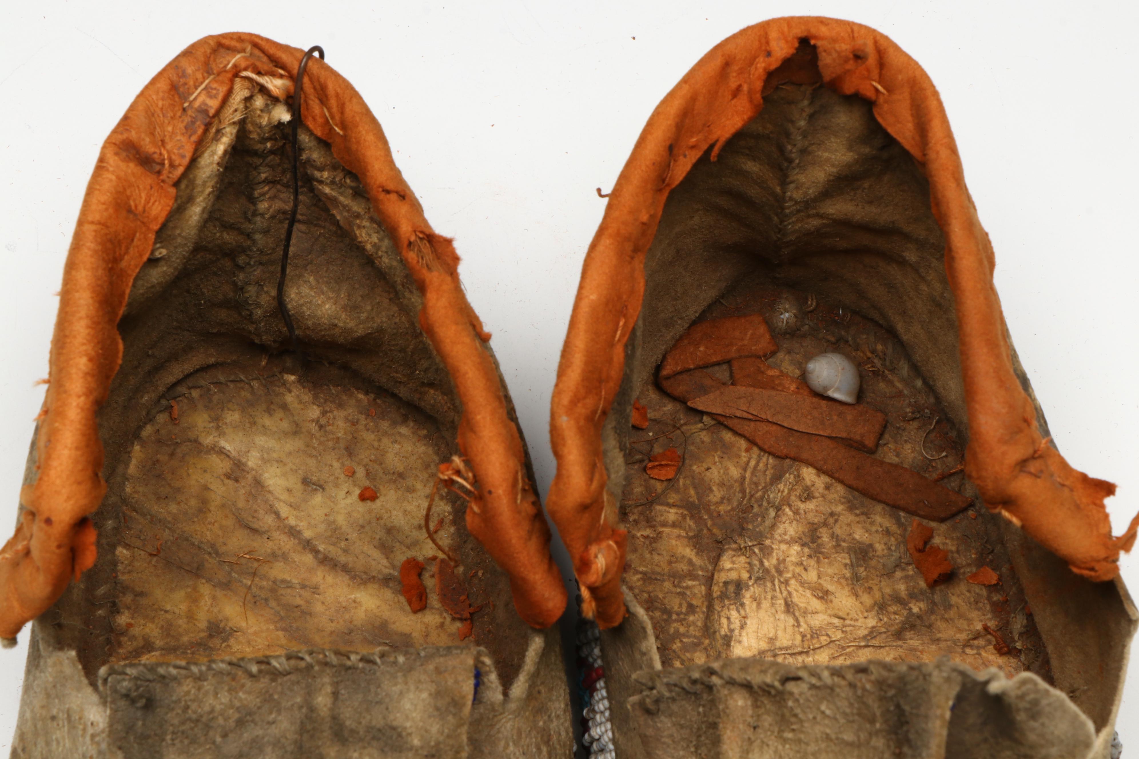 Pair of Plains Beaded Hide Moccasins