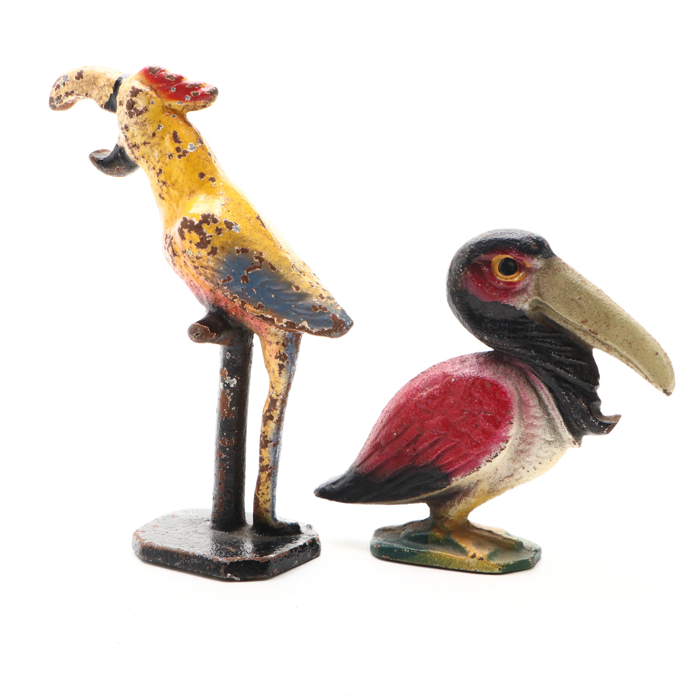 Painted Cast Iron Donkey, Dog, and Bird Bottle Openers, Mid-20th Century