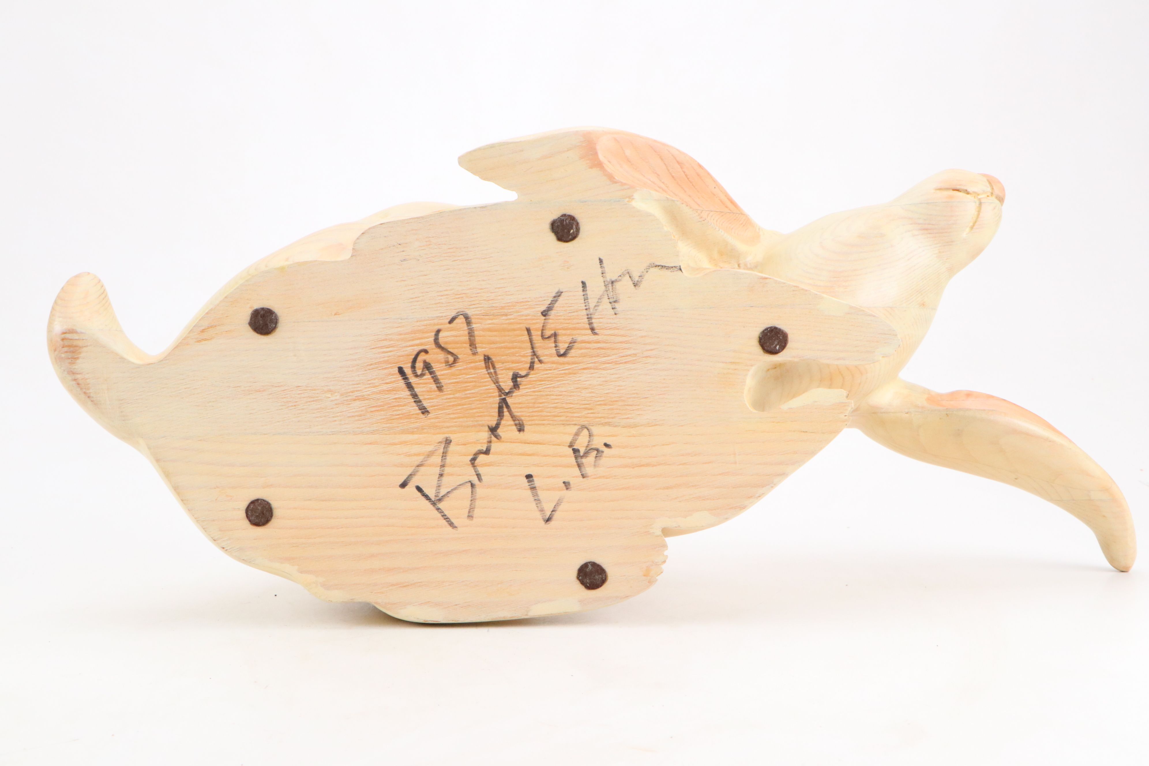 Bradford E. Horn Carved Wooden Rabbit, 1987