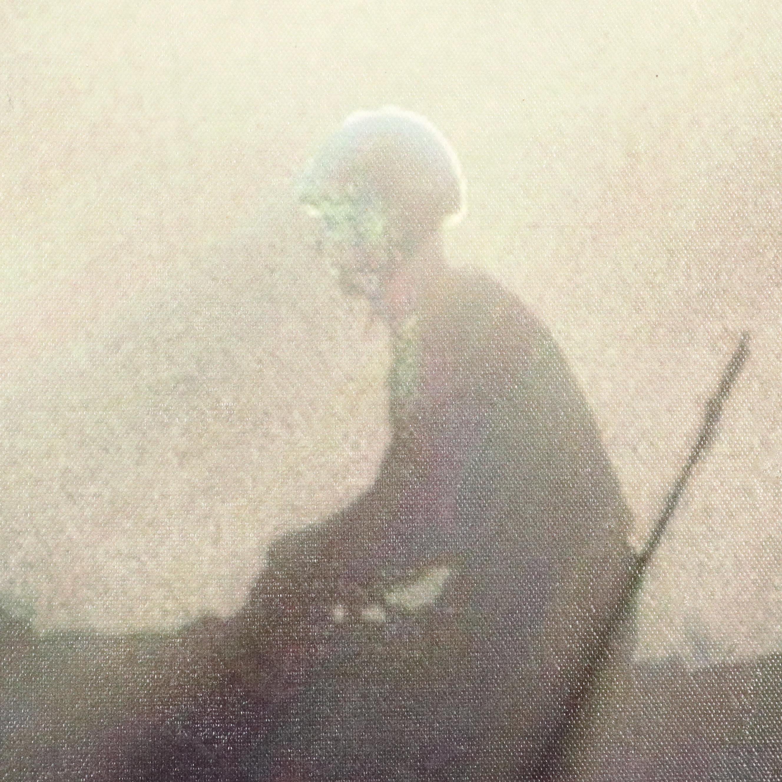 Digital Print Misty Morning View of Horse and Exercise Rider, 2017