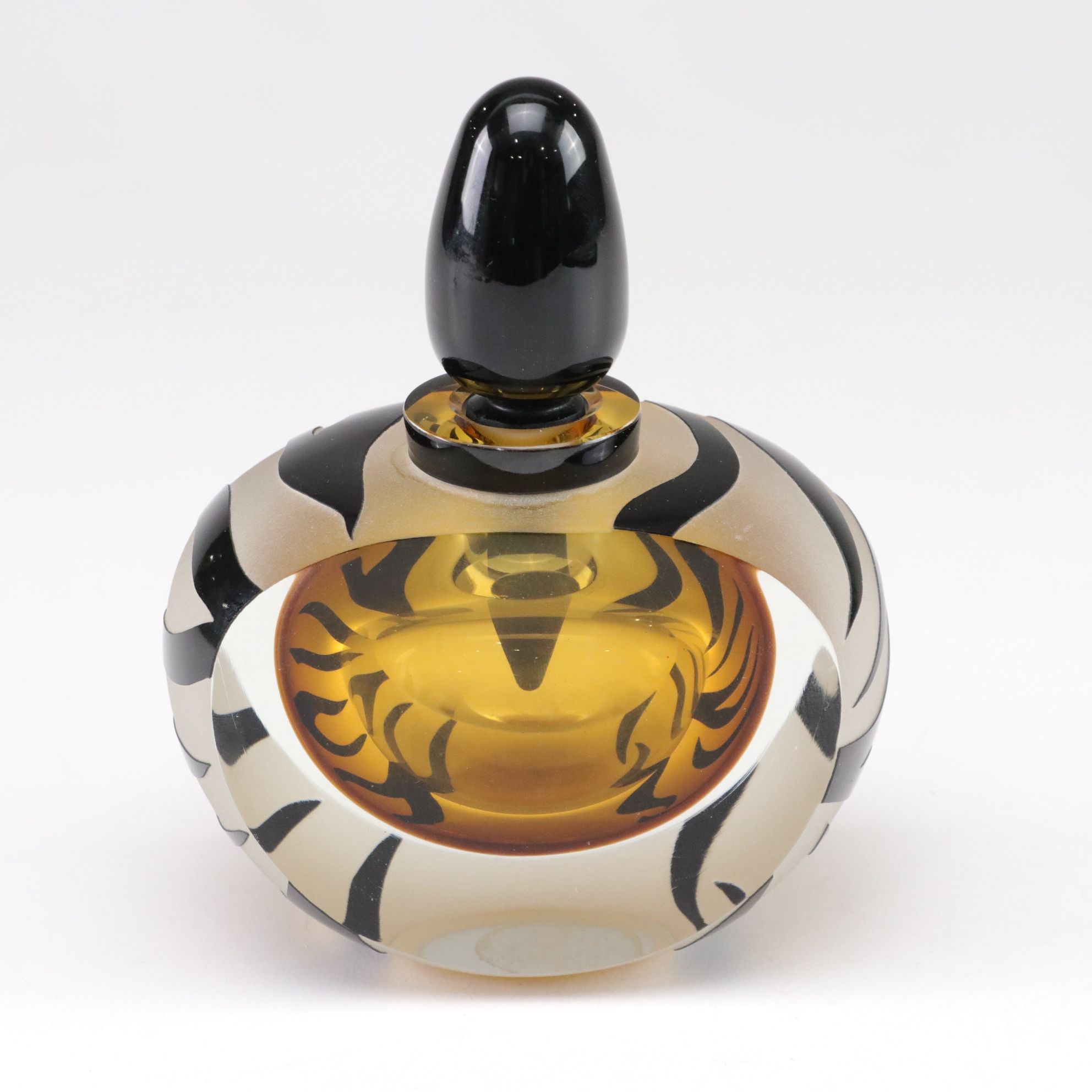 Correia Etched Limited Edition Art Glass Perfume Bottle, 2001