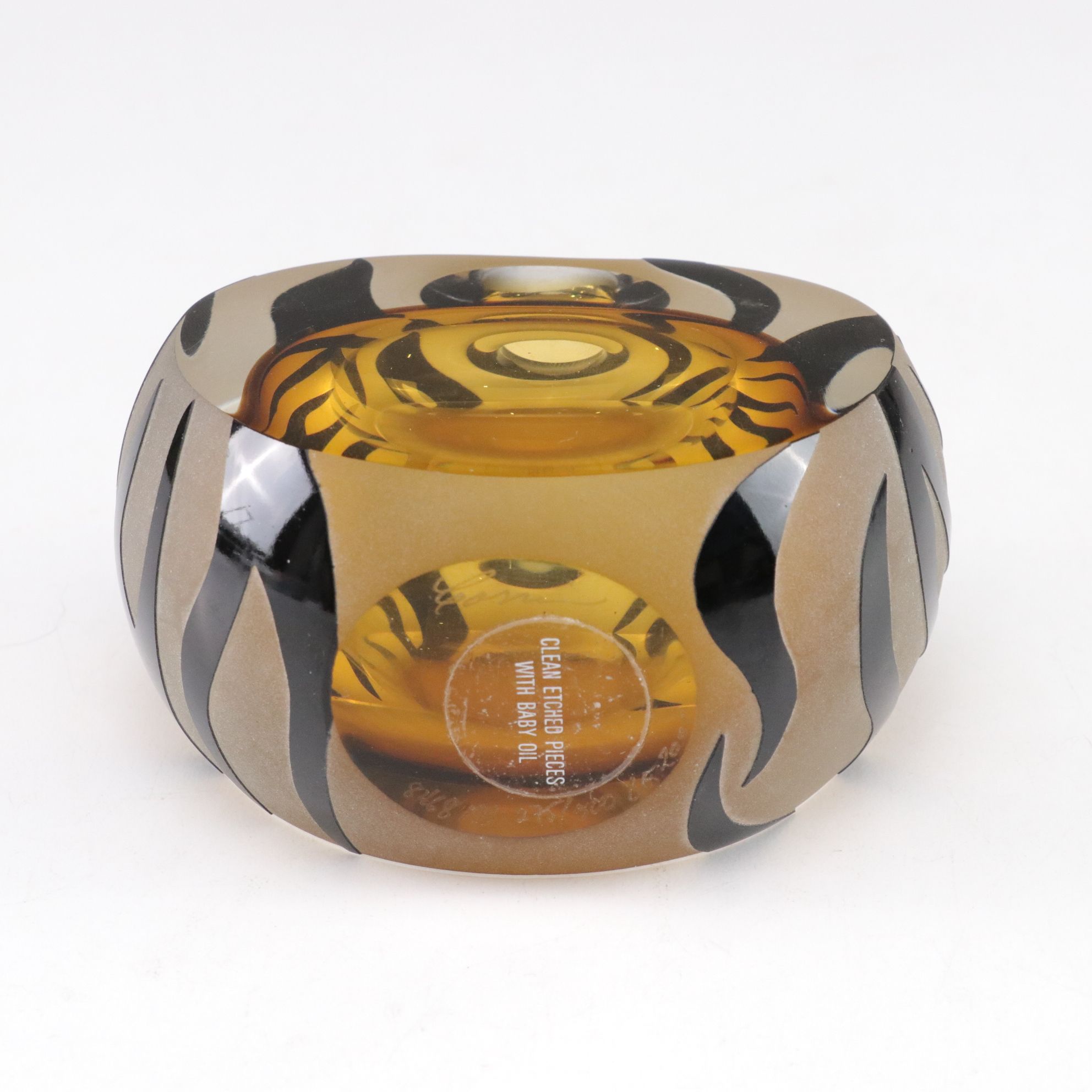 Correia Etched Limited Edition Art Glass Perfume Bottle, 2001