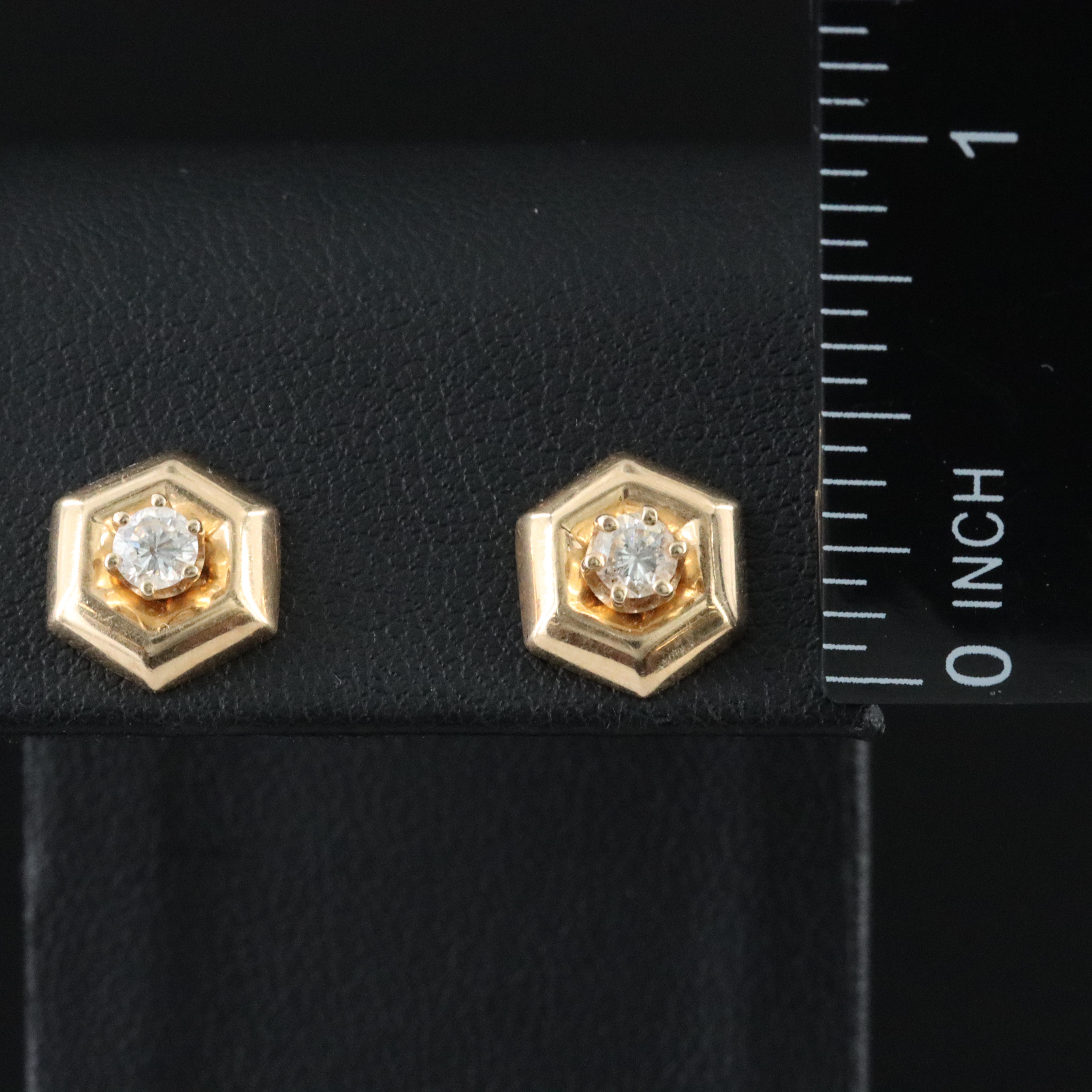 14K 0.33 CTW Diamond Solitaire Earrings with Hexagon Jackets