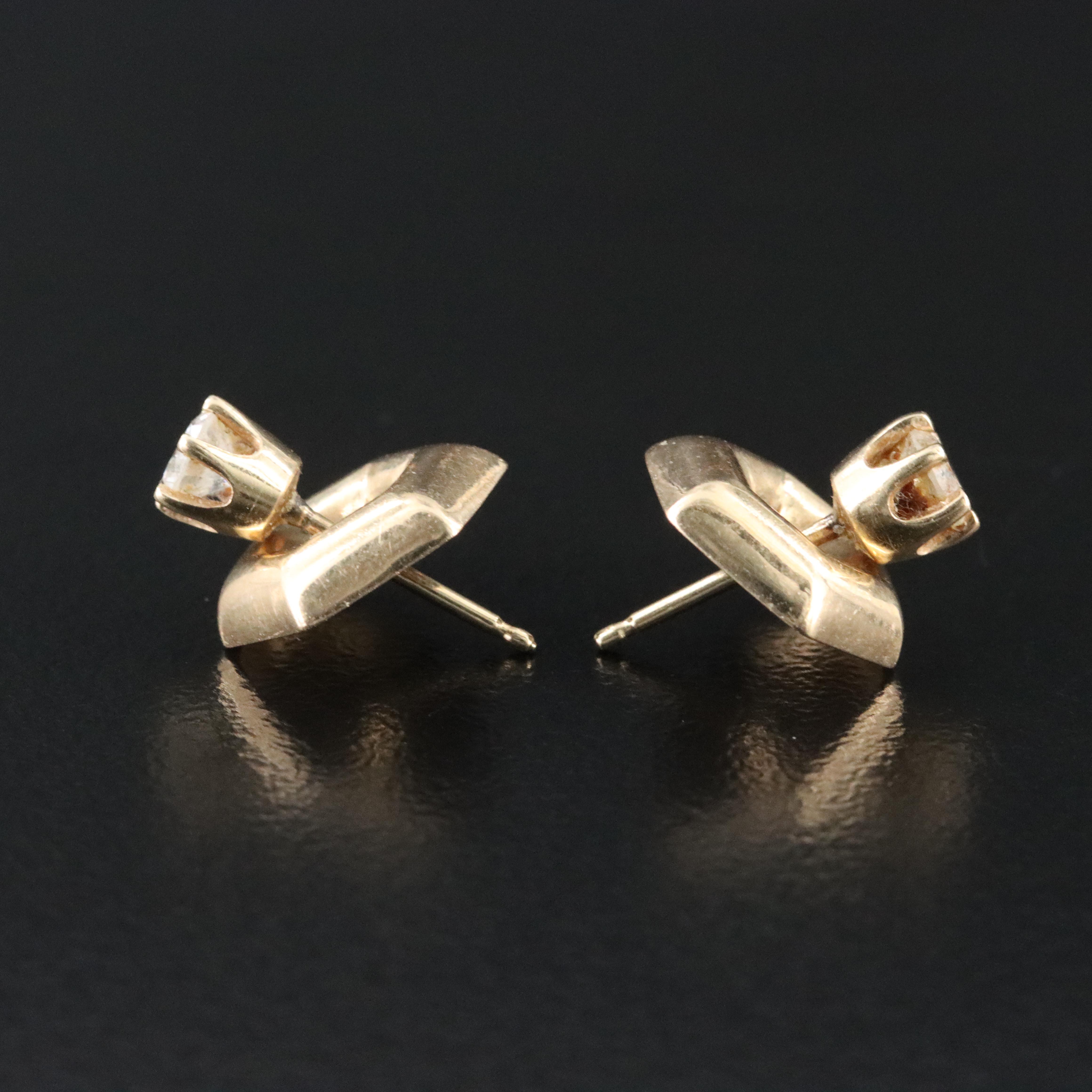 14K 0.33 CTW Diamond Solitaire Earrings with Hexagon Jackets