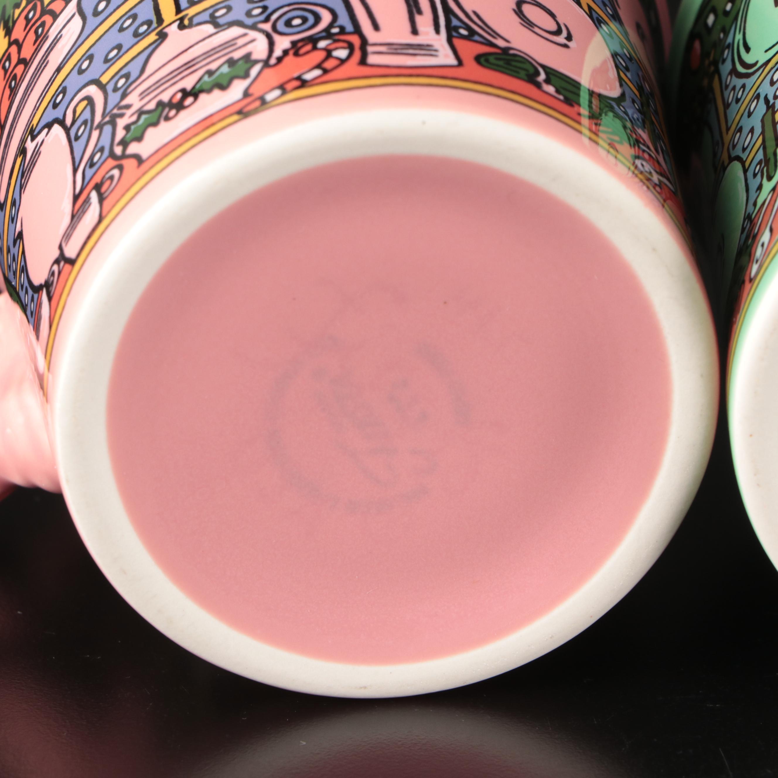 Fire King "Esso Tiger" Milk Glass Mugs with Coca-Cola Glasses and Fiesta Mugs