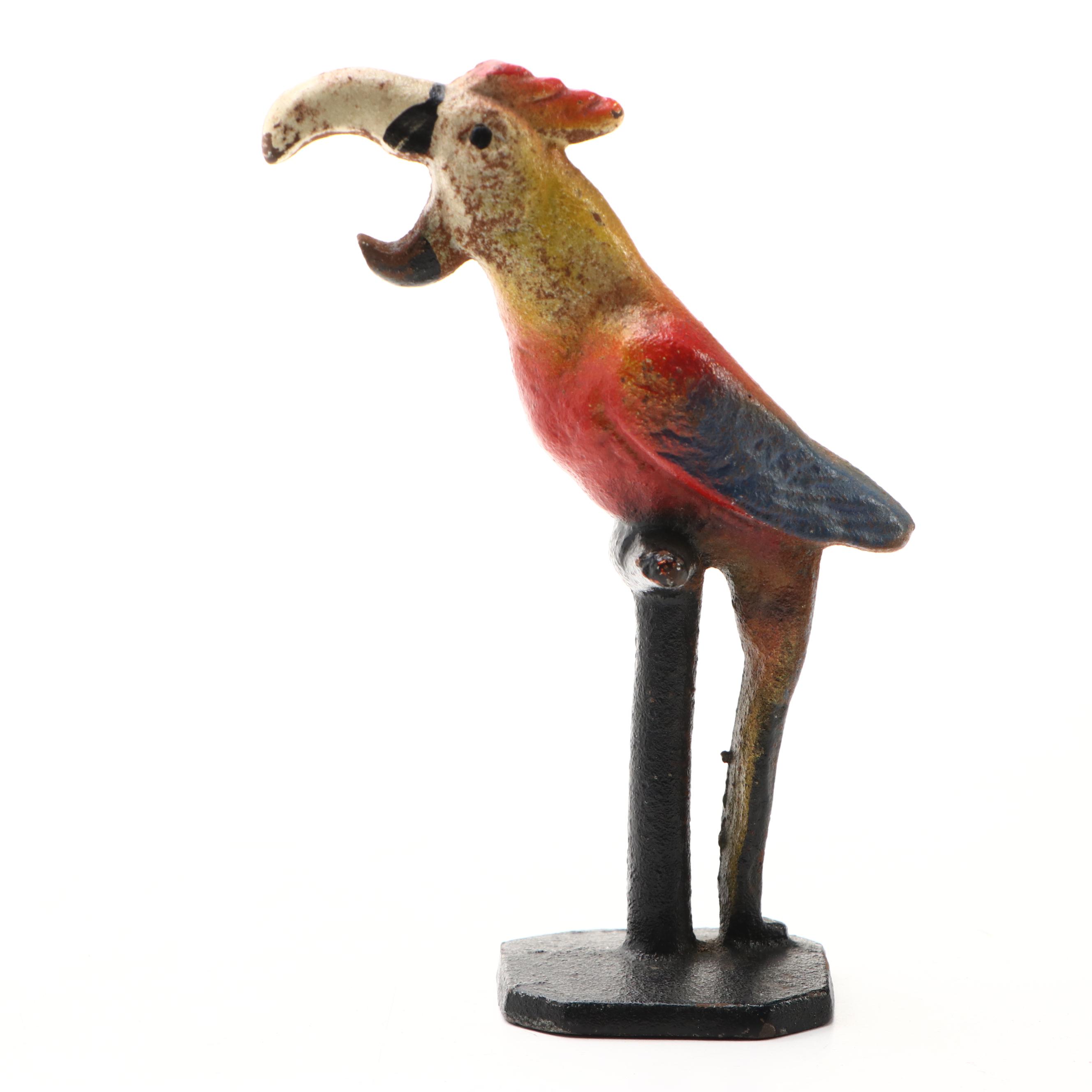 Vintage Painted Cast Iron Donkey and Parrot Bottle Openers with Dog Paperweight