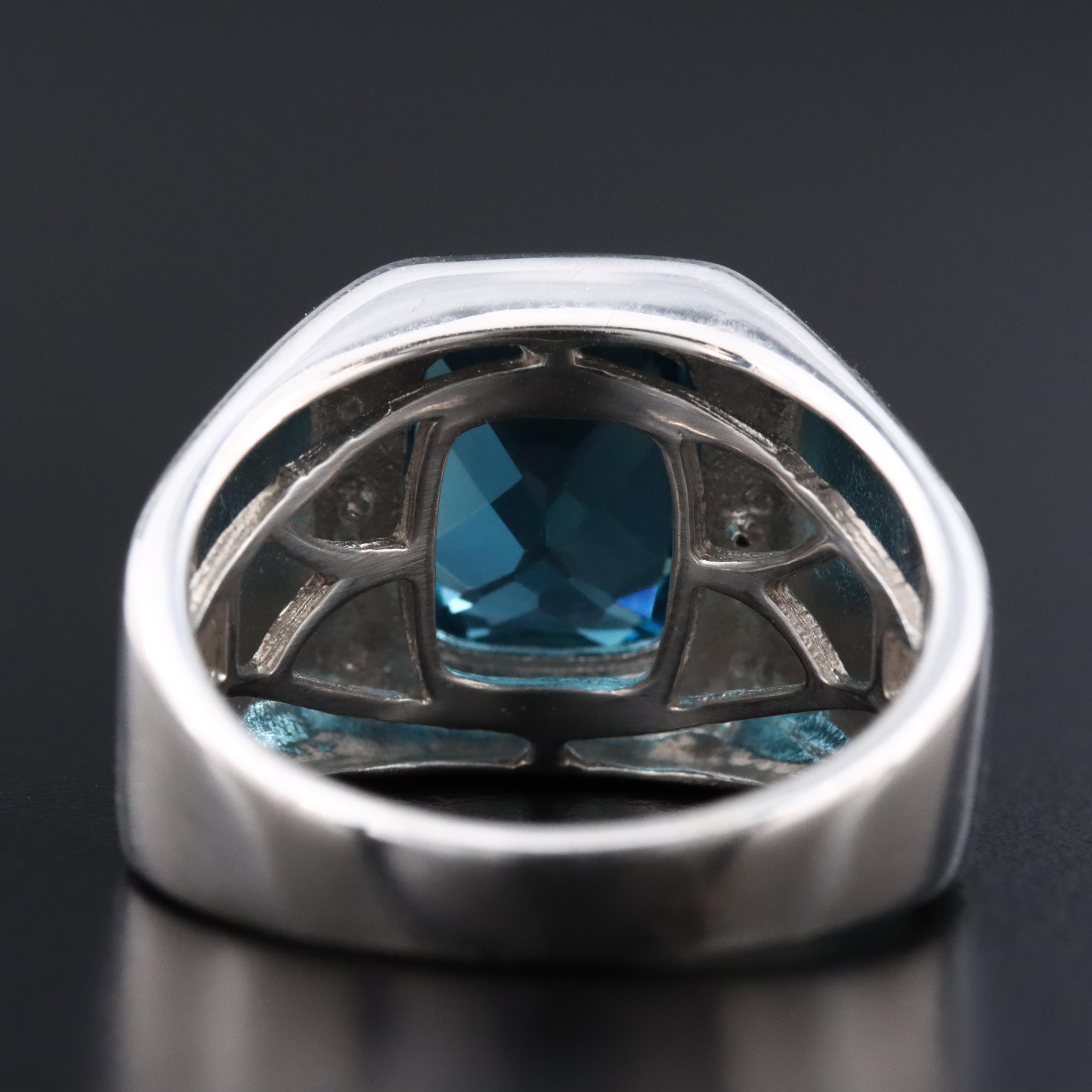 Sterling London Blue Topaz Ring with White Topaz