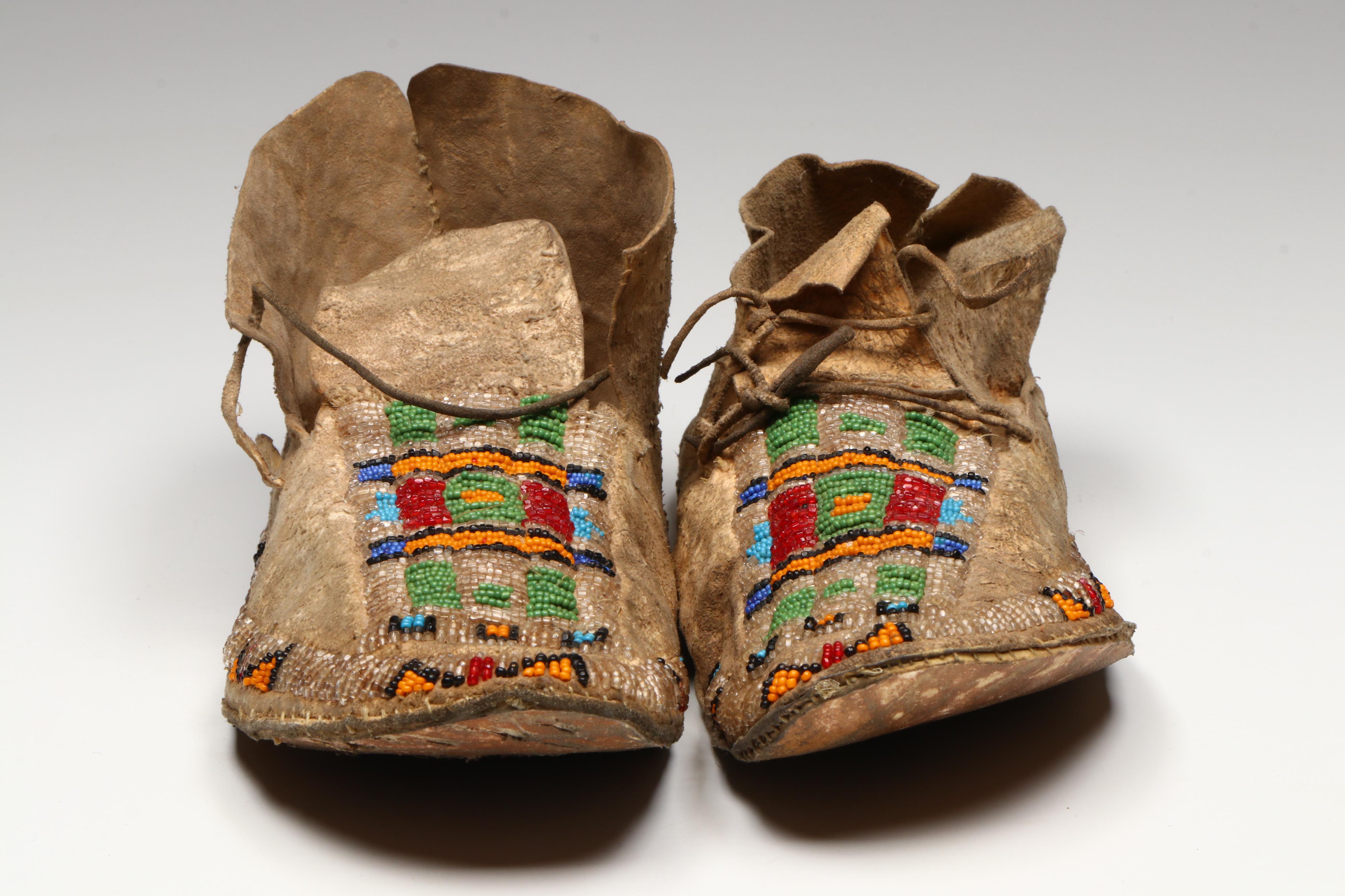 Indigenous Plateau Beaded Hide Moccasins