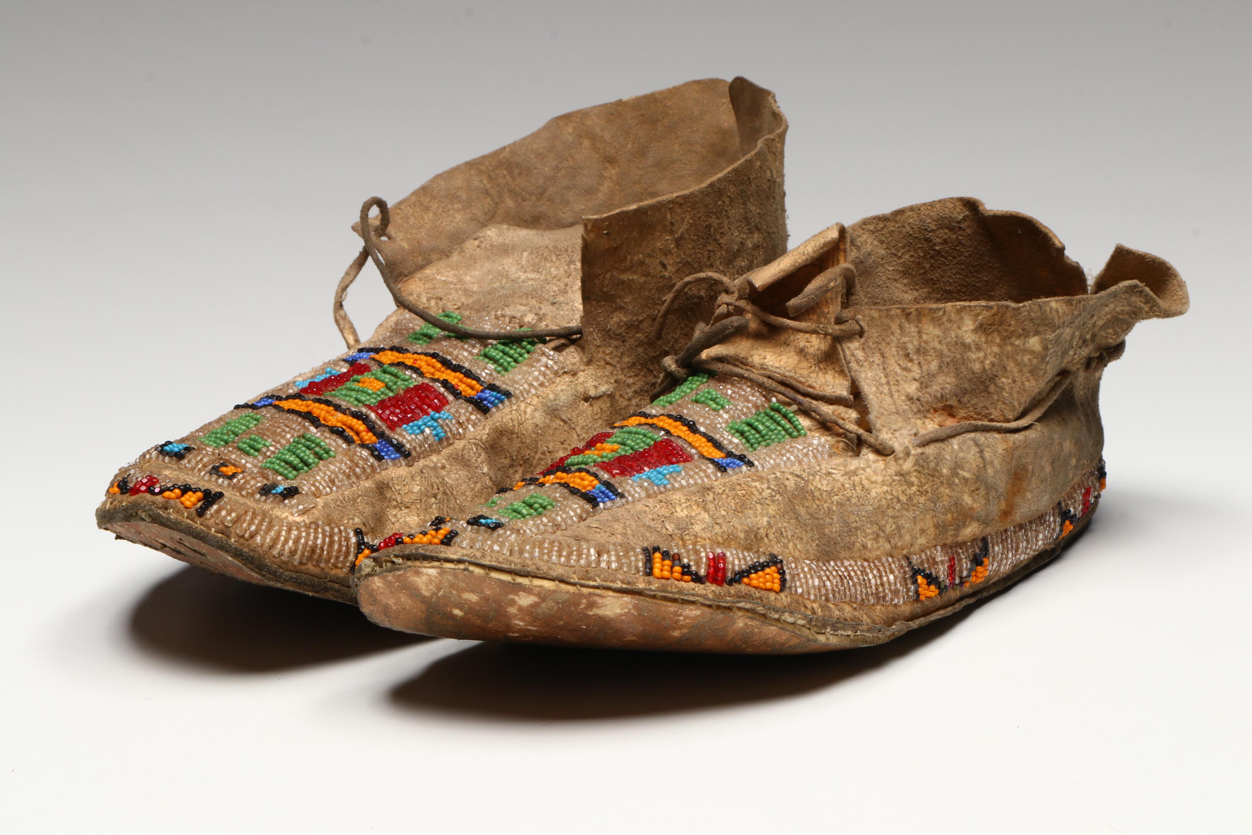Indigenous Plateau Beaded Hide Moccasins