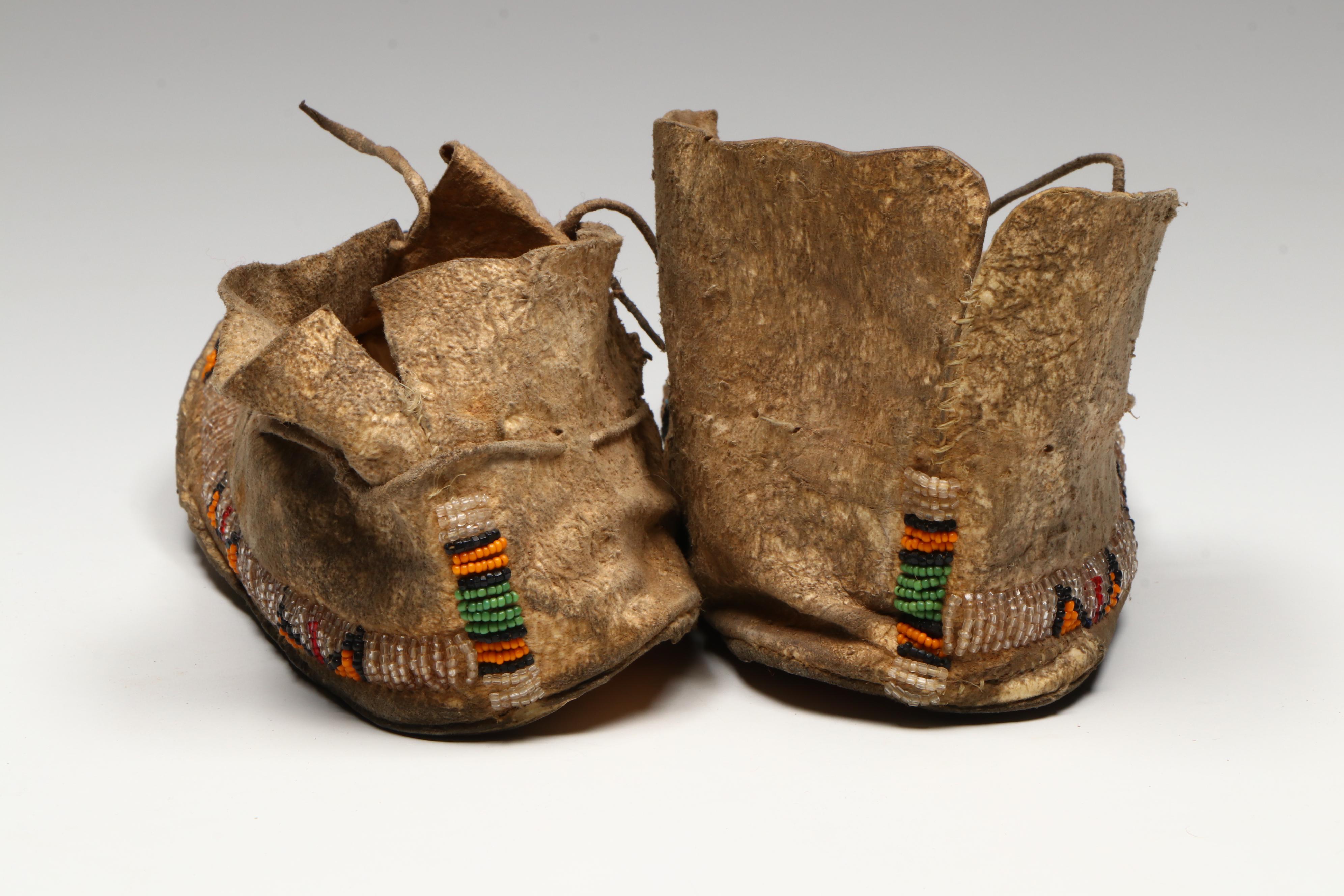 Indigenous Plateau Beaded Hide Moccasins