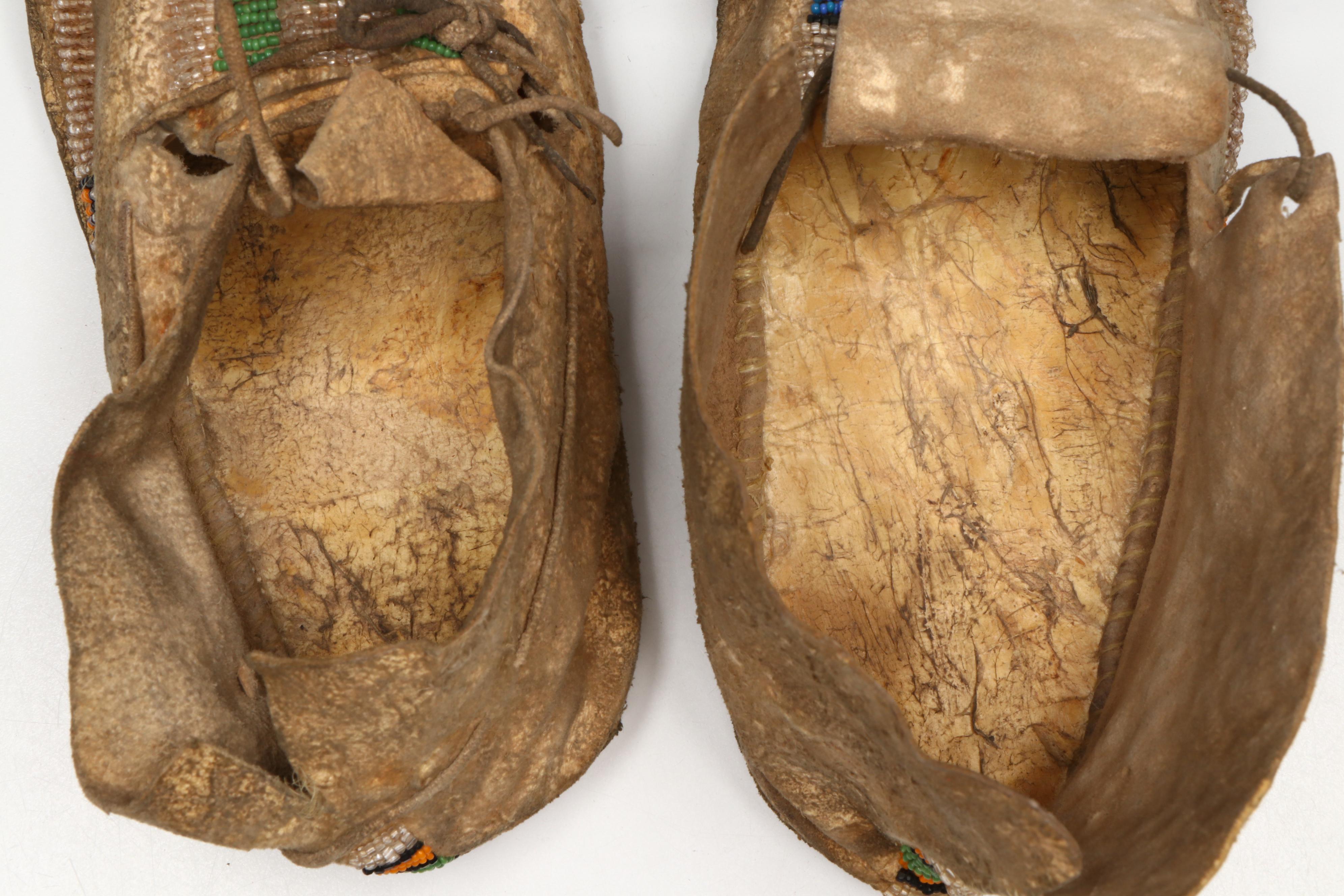 Indigenous Plateau Beaded Hide Moccasins