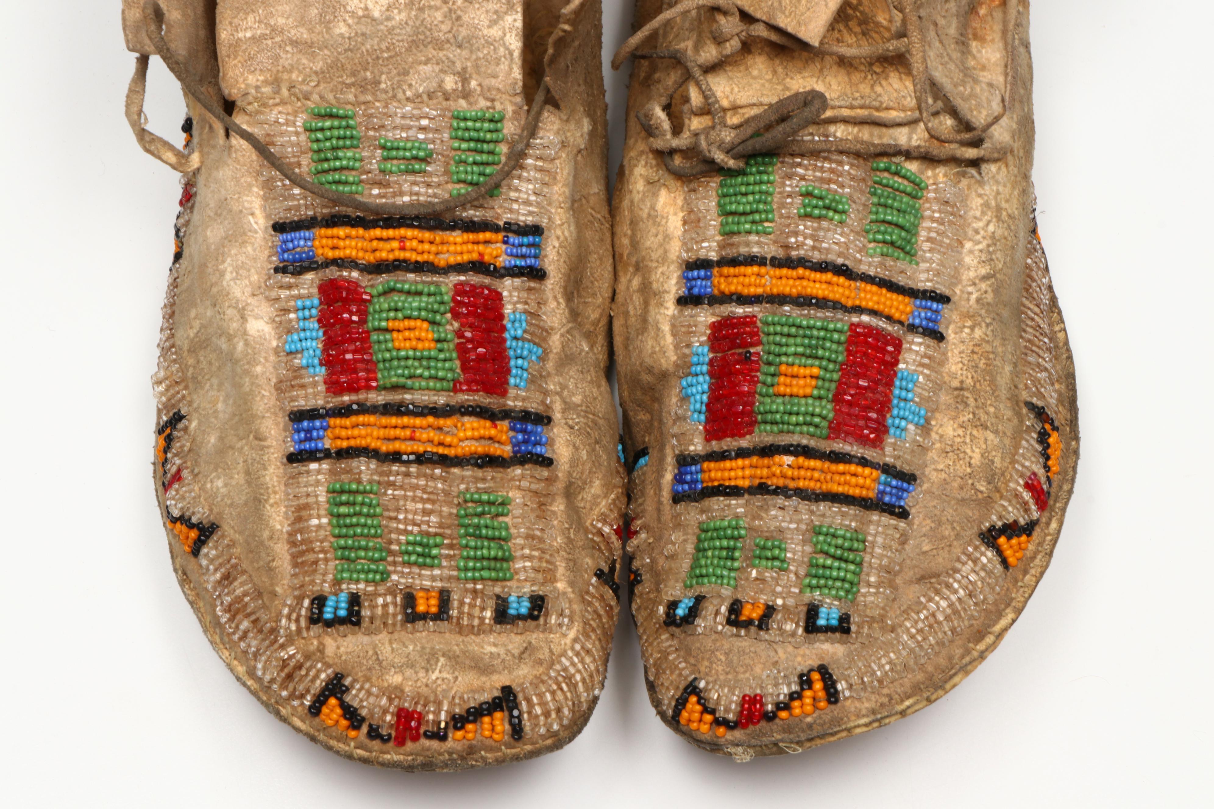 Indigenous Plateau Beaded Hide Moccasins