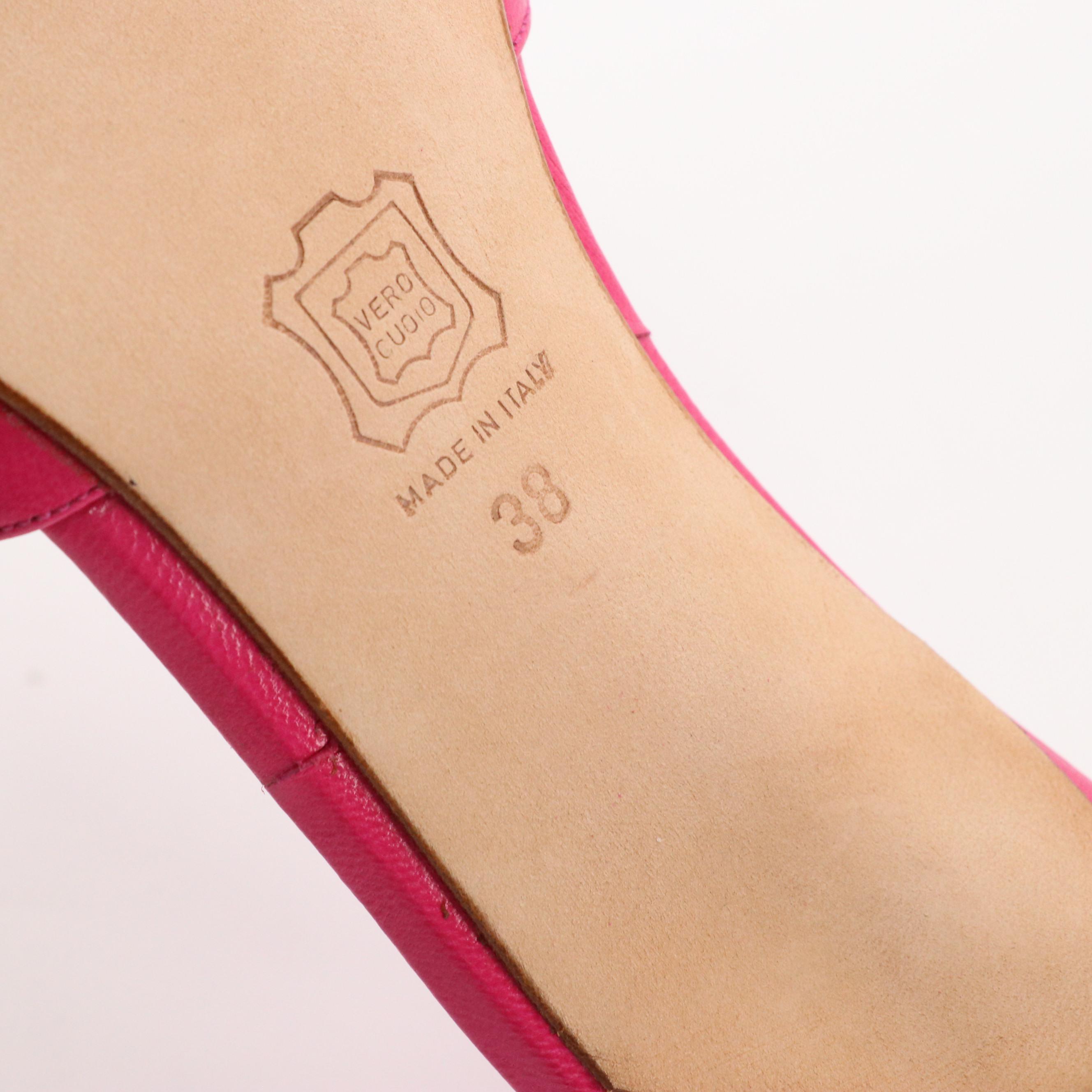 Manolo Blahnik Hot Pink Low-Heeled Thong Strap Sandals in Box