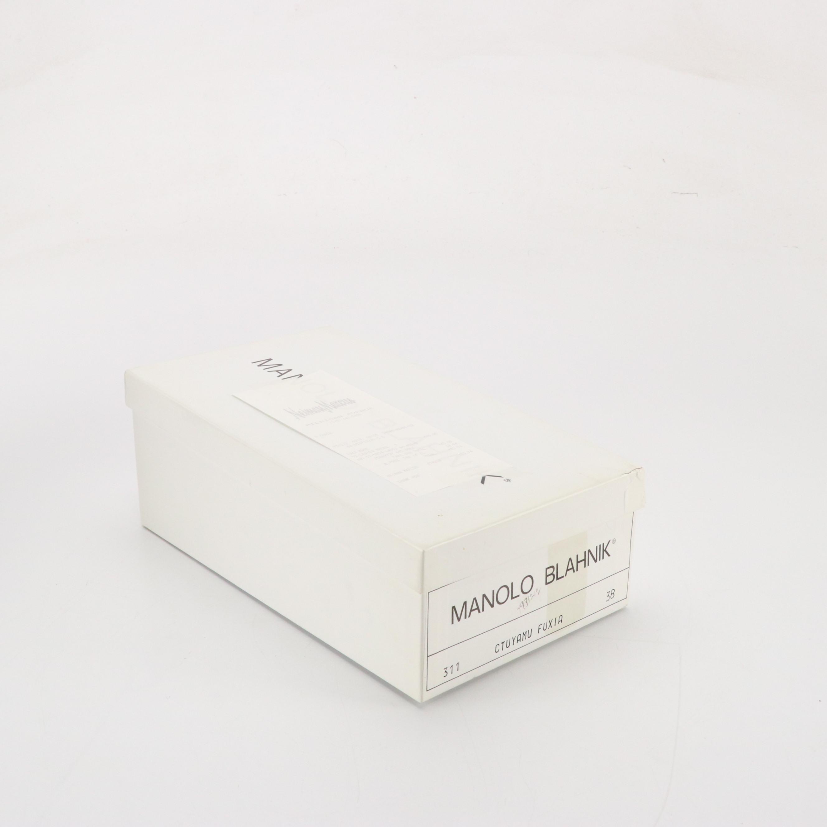 Manolo Blahnik Hot Pink Low-Heeled Thong Strap Sandals in Box