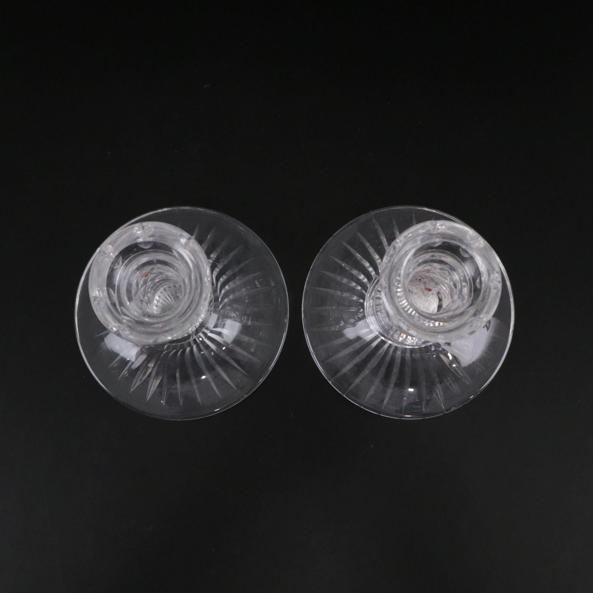 Waterford and Val St. Lambert Crystal Candlesticks and Baccarat Crystal Clock