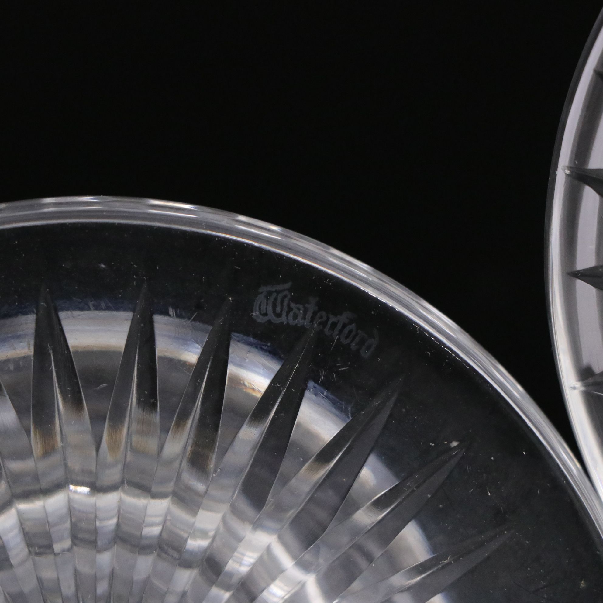 Waterford and Val St. Lambert Crystal Candlesticks and Baccarat Crystal Clock