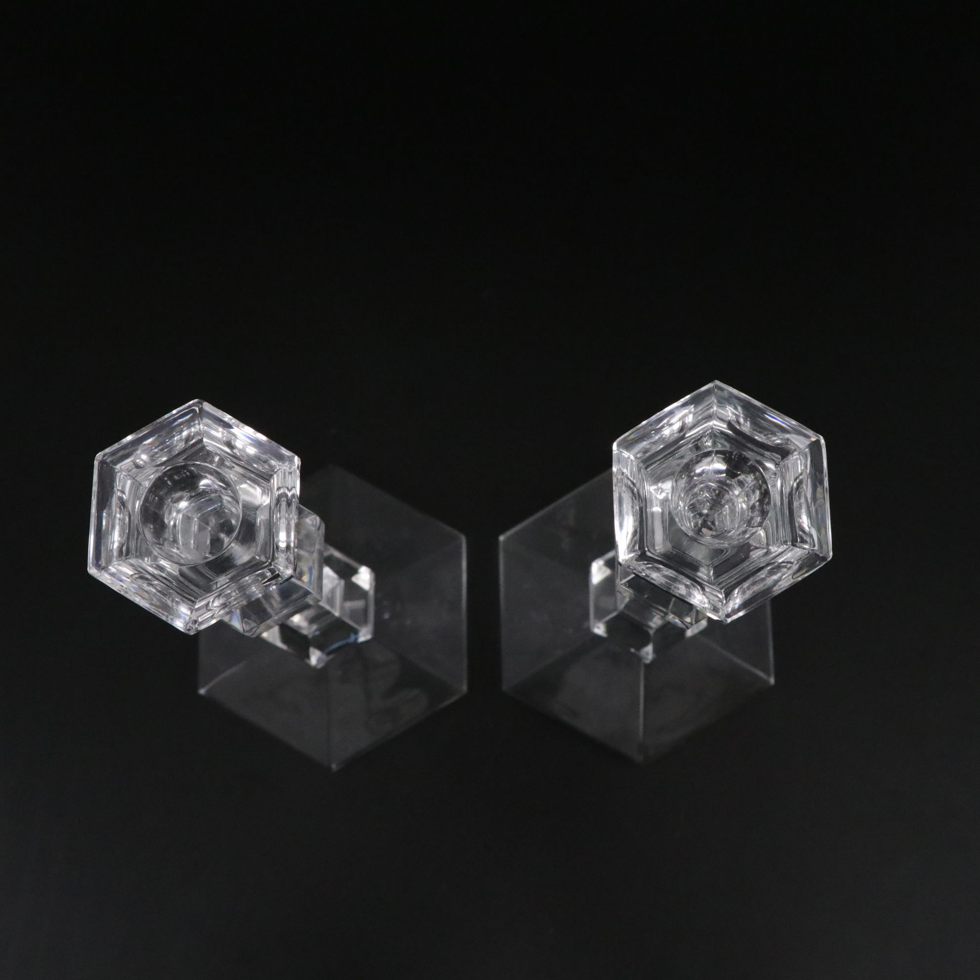 Waterford and Val St. Lambert Crystal Candlesticks and Baccarat Crystal Clock