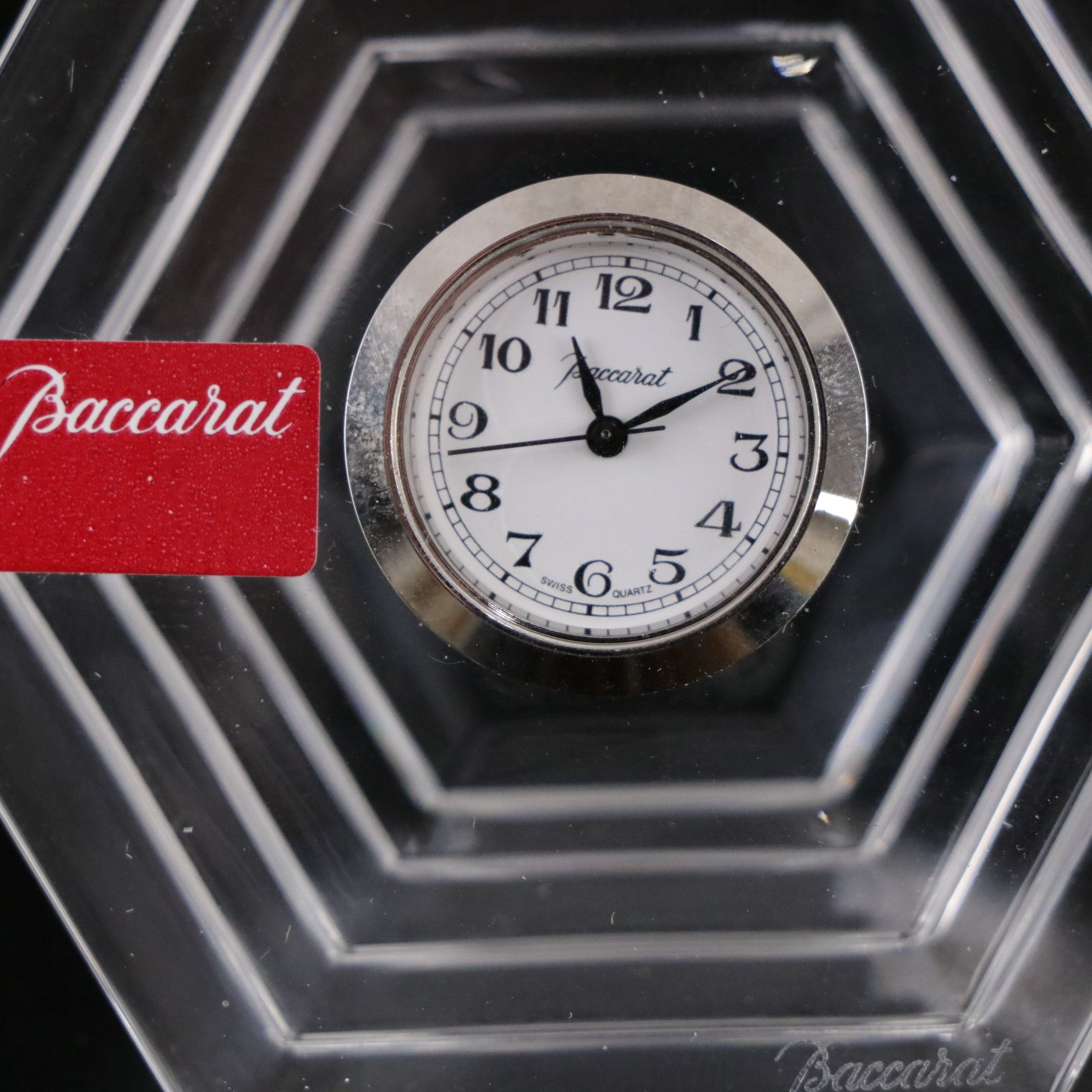 Waterford and Val St. Lambert Crystal Candlesticks and Baccarat Crystal Clock