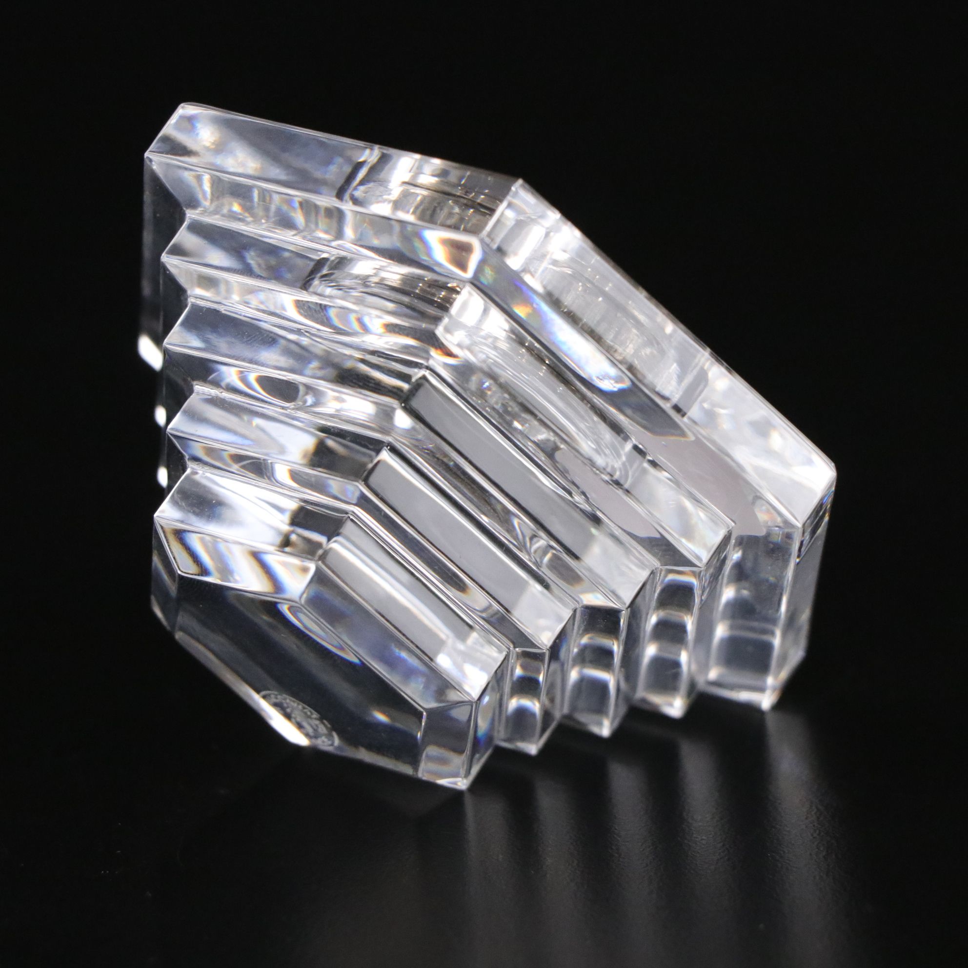 Waterford and Val St. Lambert Crystal Candlesticks and Baccarat Crystal Clock