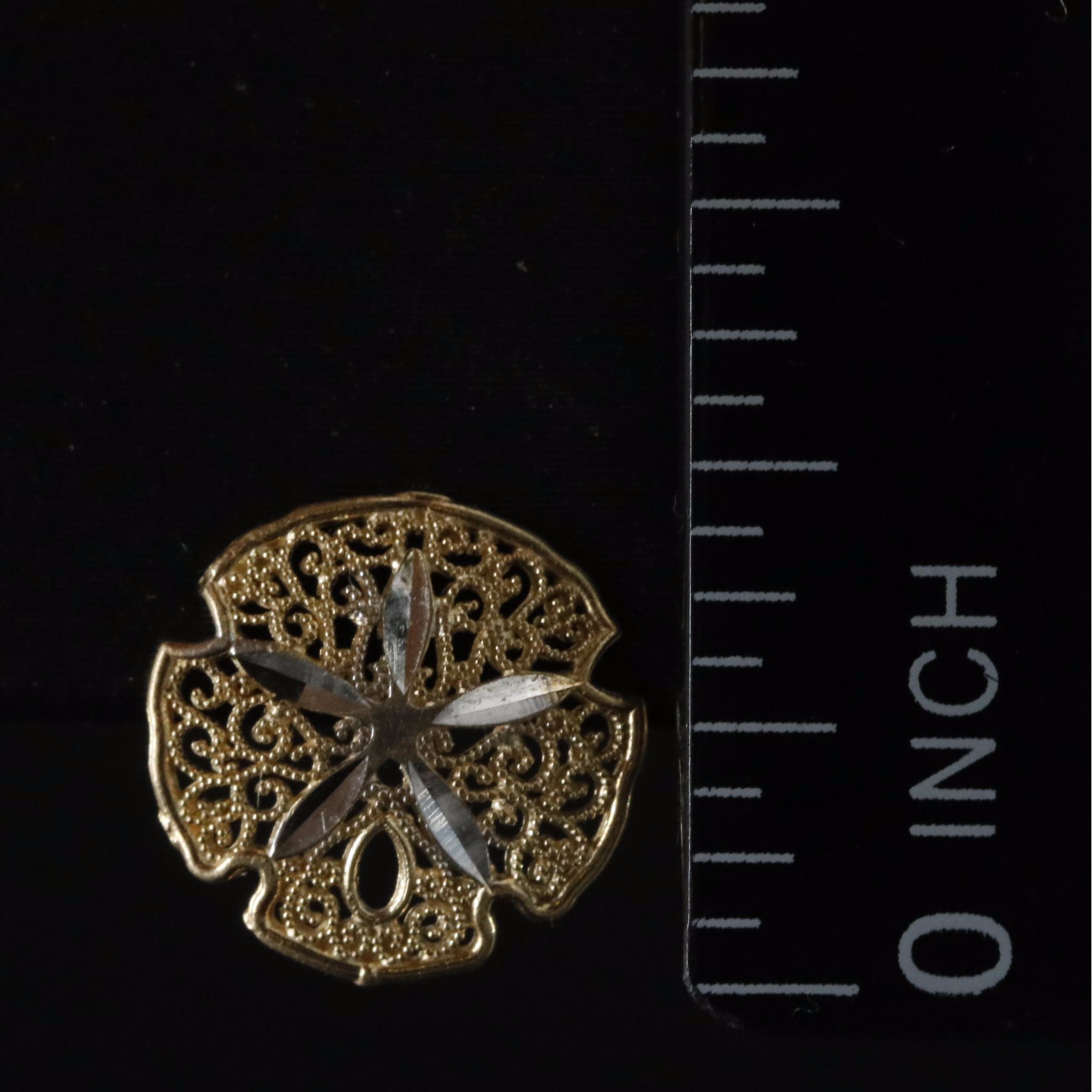 14K Two-Tone Sand Dollar Earrings