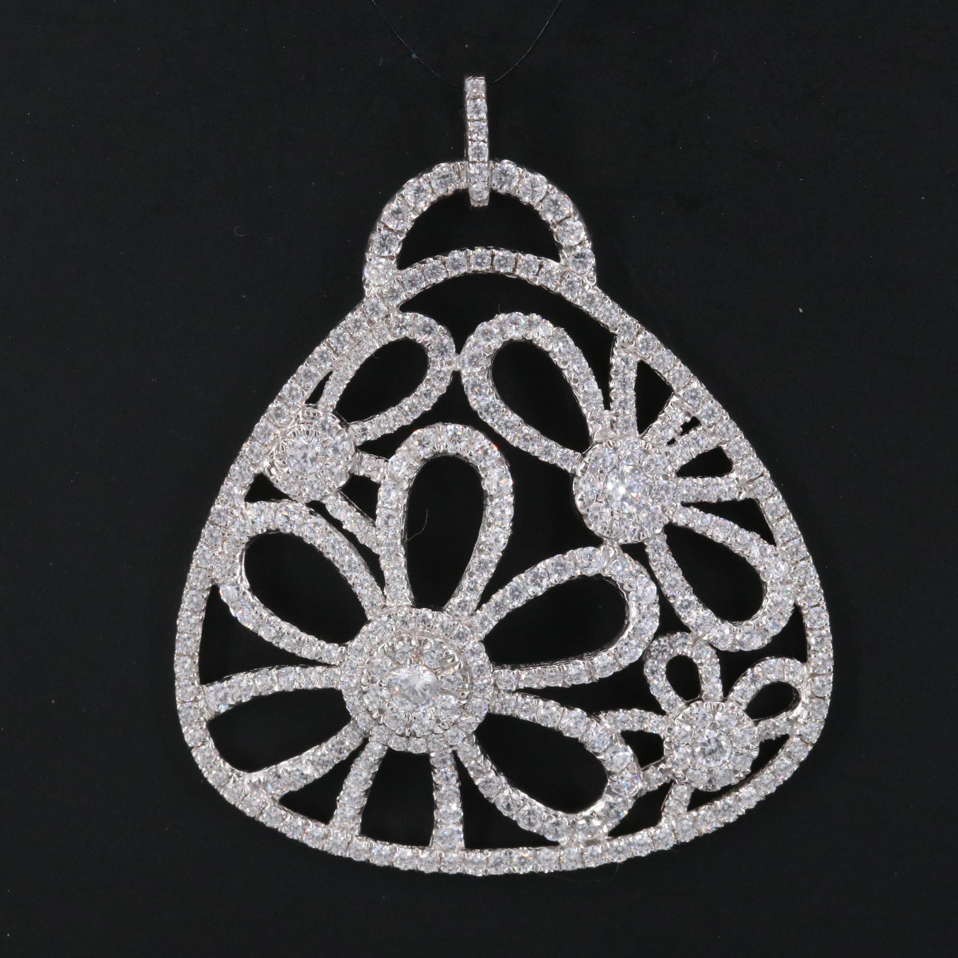 Sterling CZ Floral Pendant