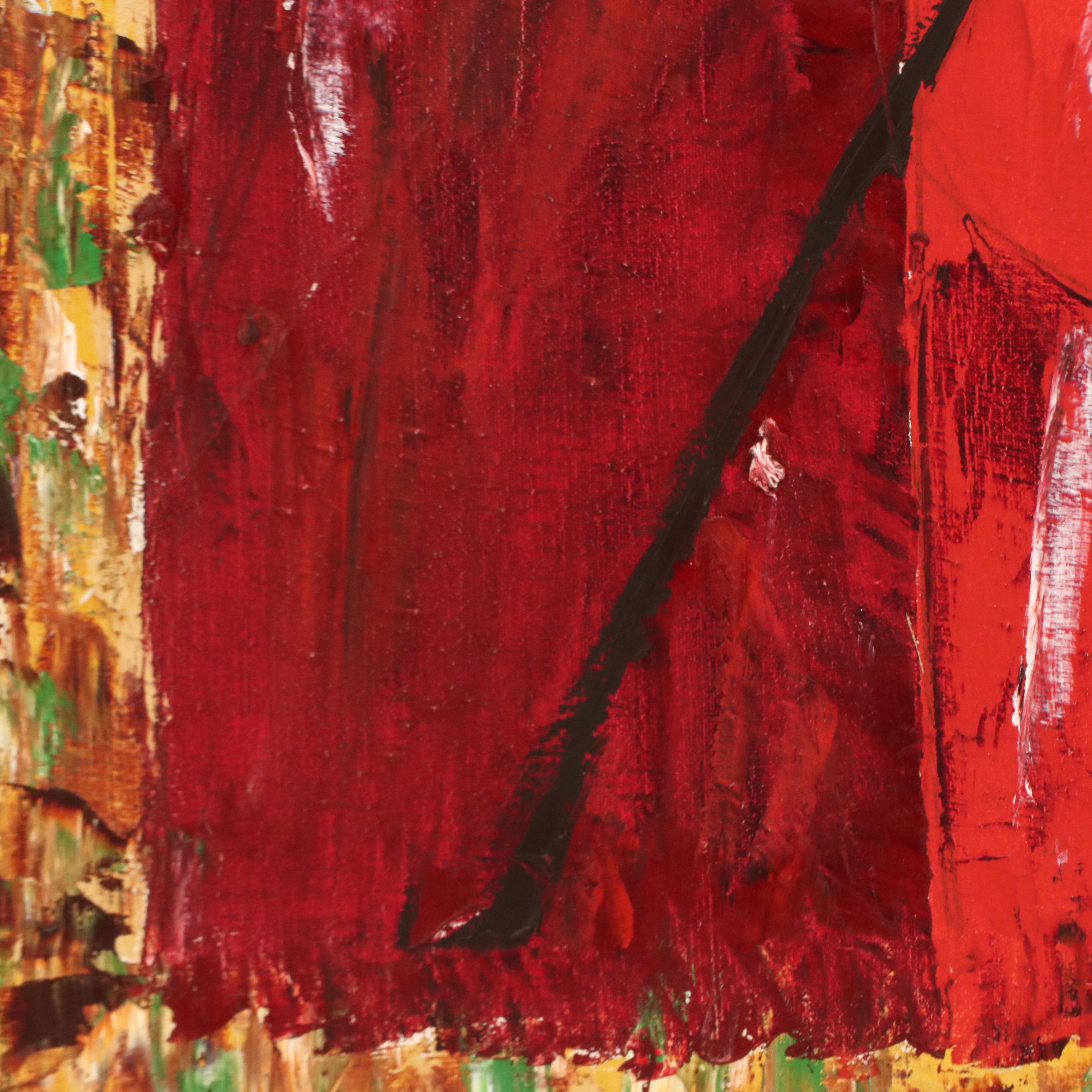 Figural Impasto Oil Painting of African Women with Child