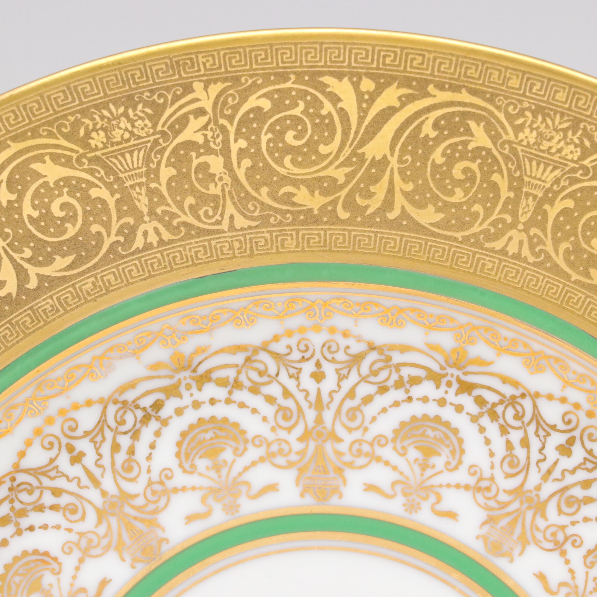 Heinrich & Co. Bavarian Porcelain Gold-Rimmed Plates with Floral Decorations