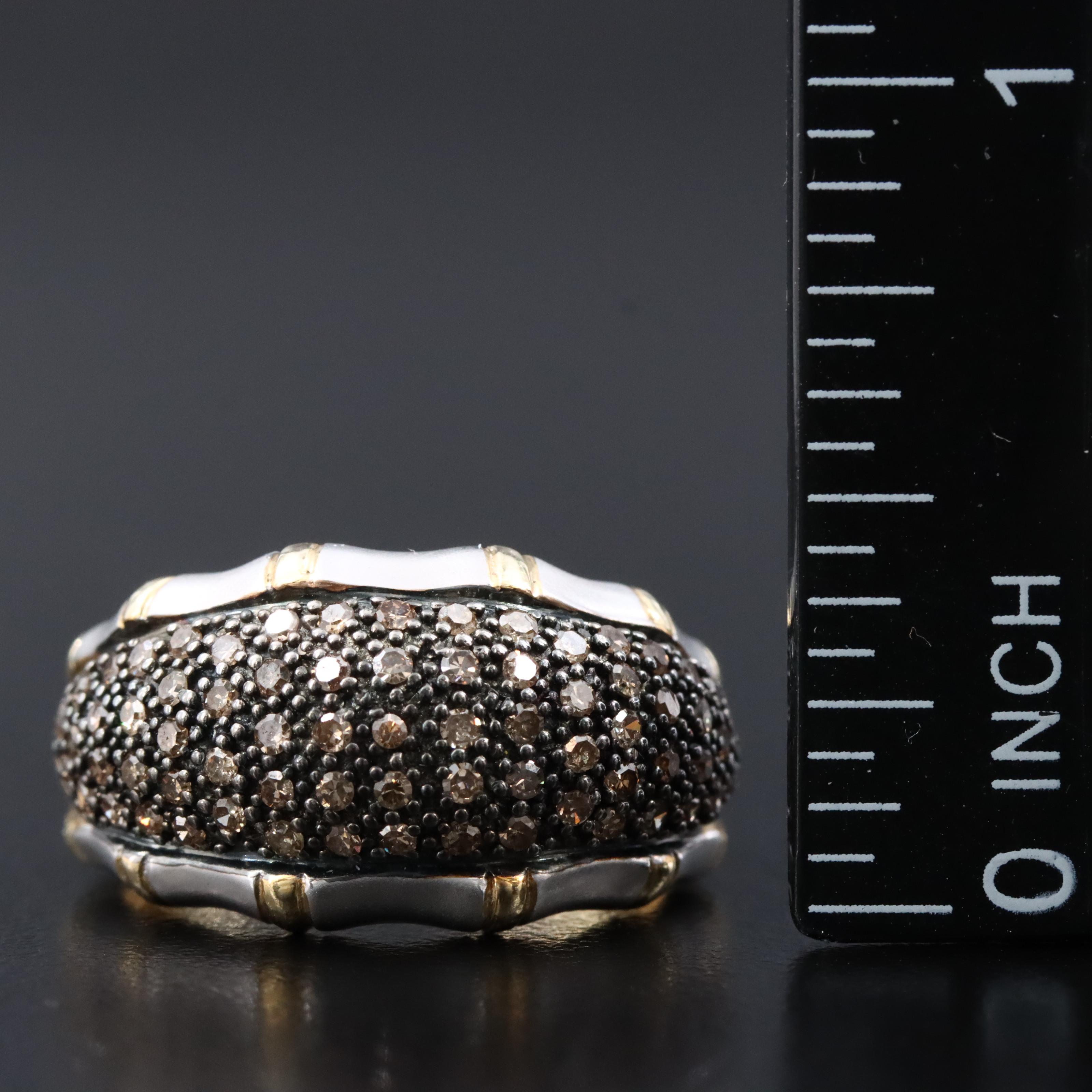 Sterling Diamond Ring with Bamboo Accent