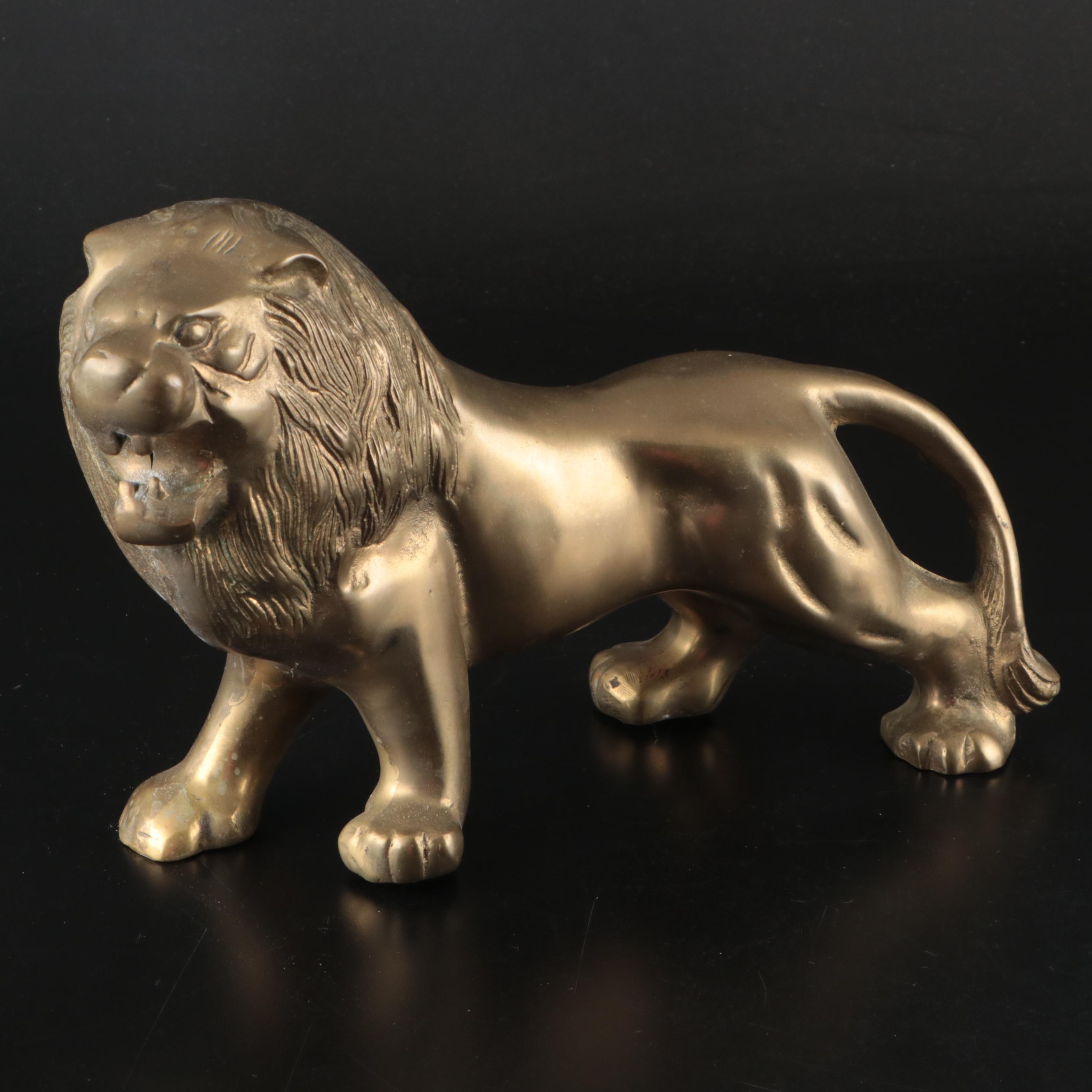Brass Finish Metal Lion