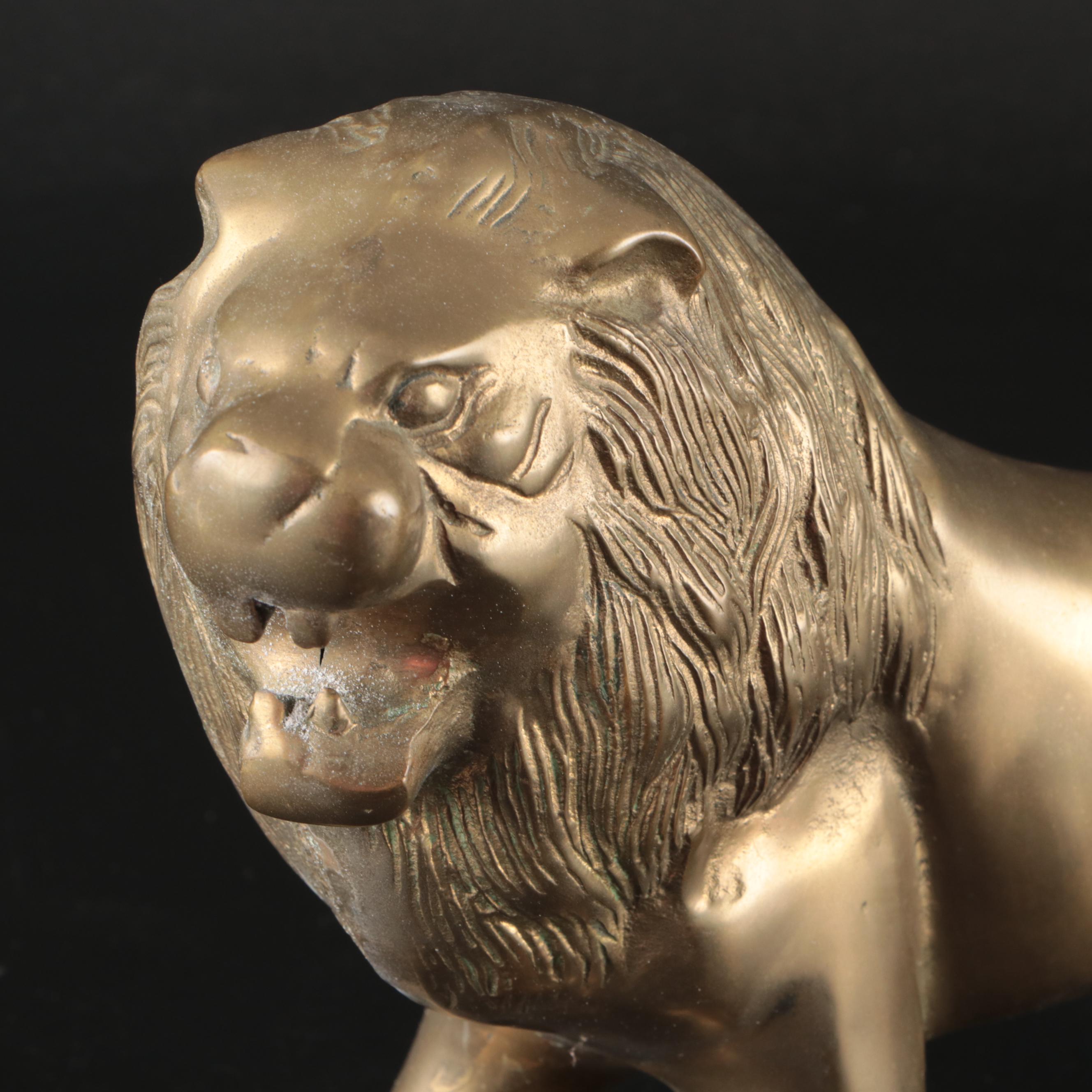 Brass Finish Metal Lion